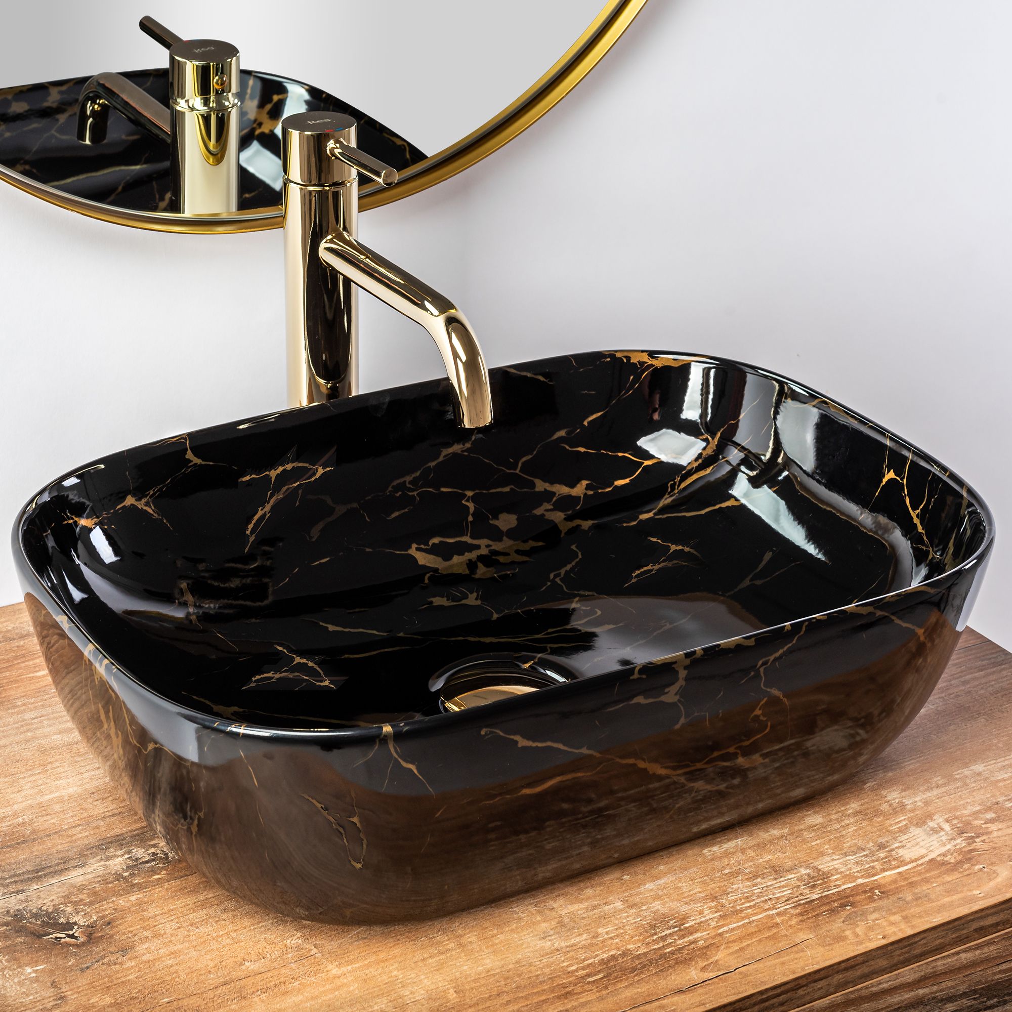 Umywalka nablatowa Rea Belinda Black Marble shiny  3