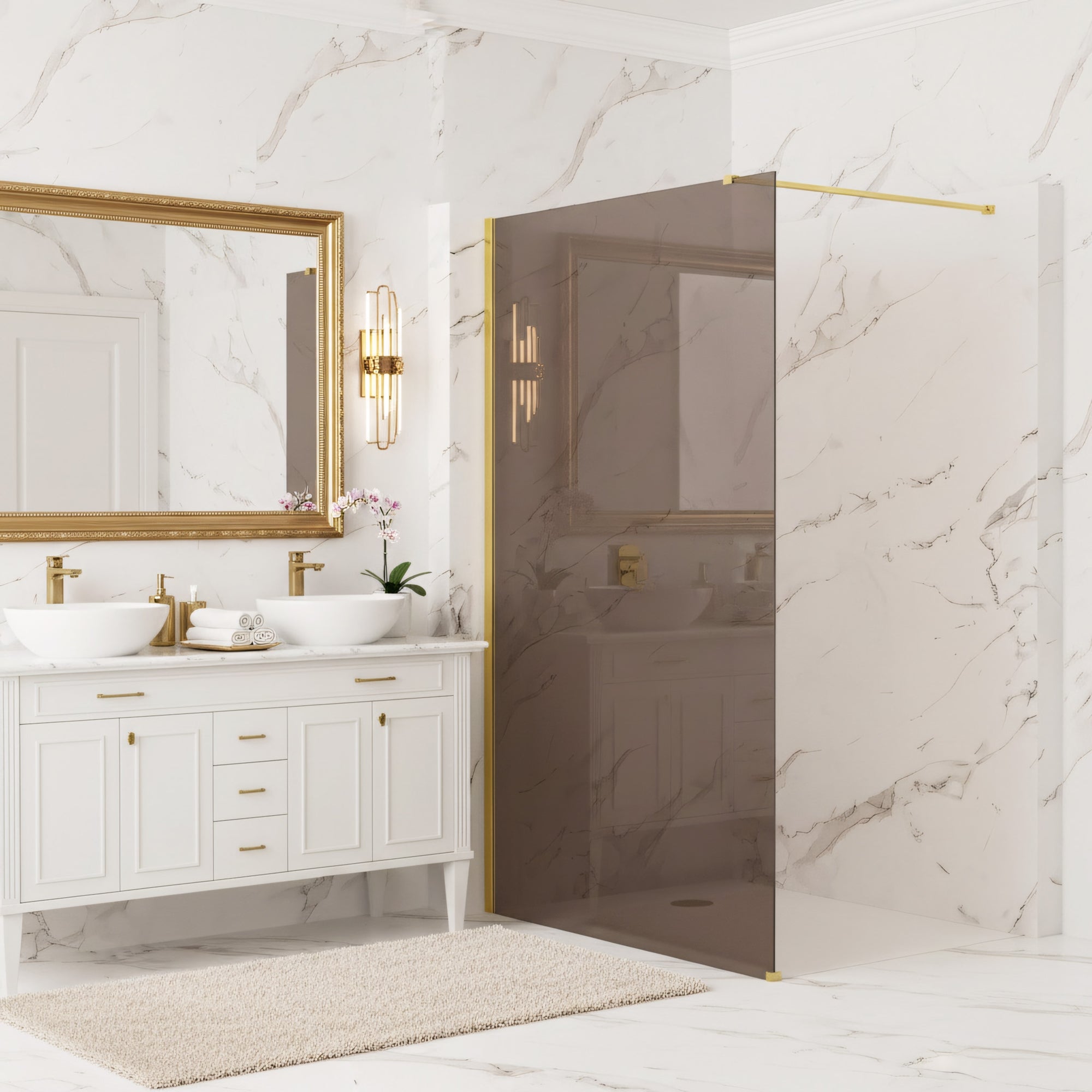 Kabina prysznicowa Walk-In Rea Flexi Brown / Gold 90  1