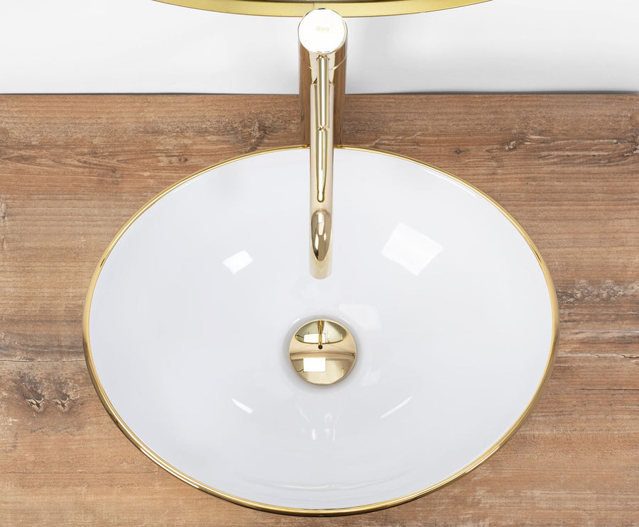 Umywalka nablatowa Rea Sofia Gold / White