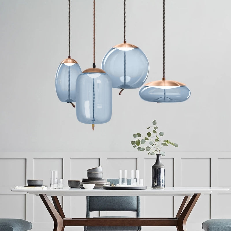 Lampa LED Sufitowa Wisząca Szklana APP443-CP Niebieska  4