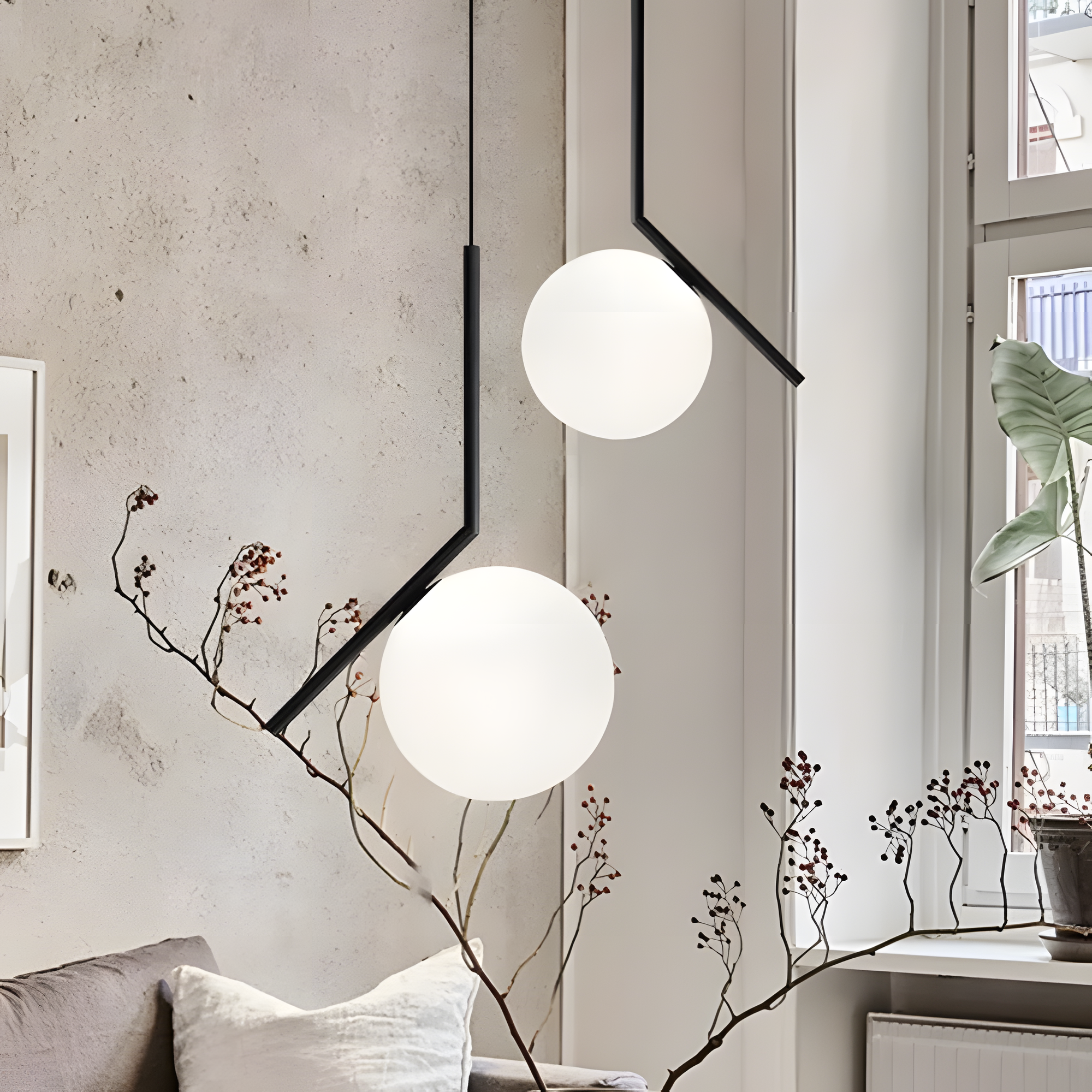 Lampa Sufitowa Wisząca Szklana Kula  G107-1W Czarna Biała  6