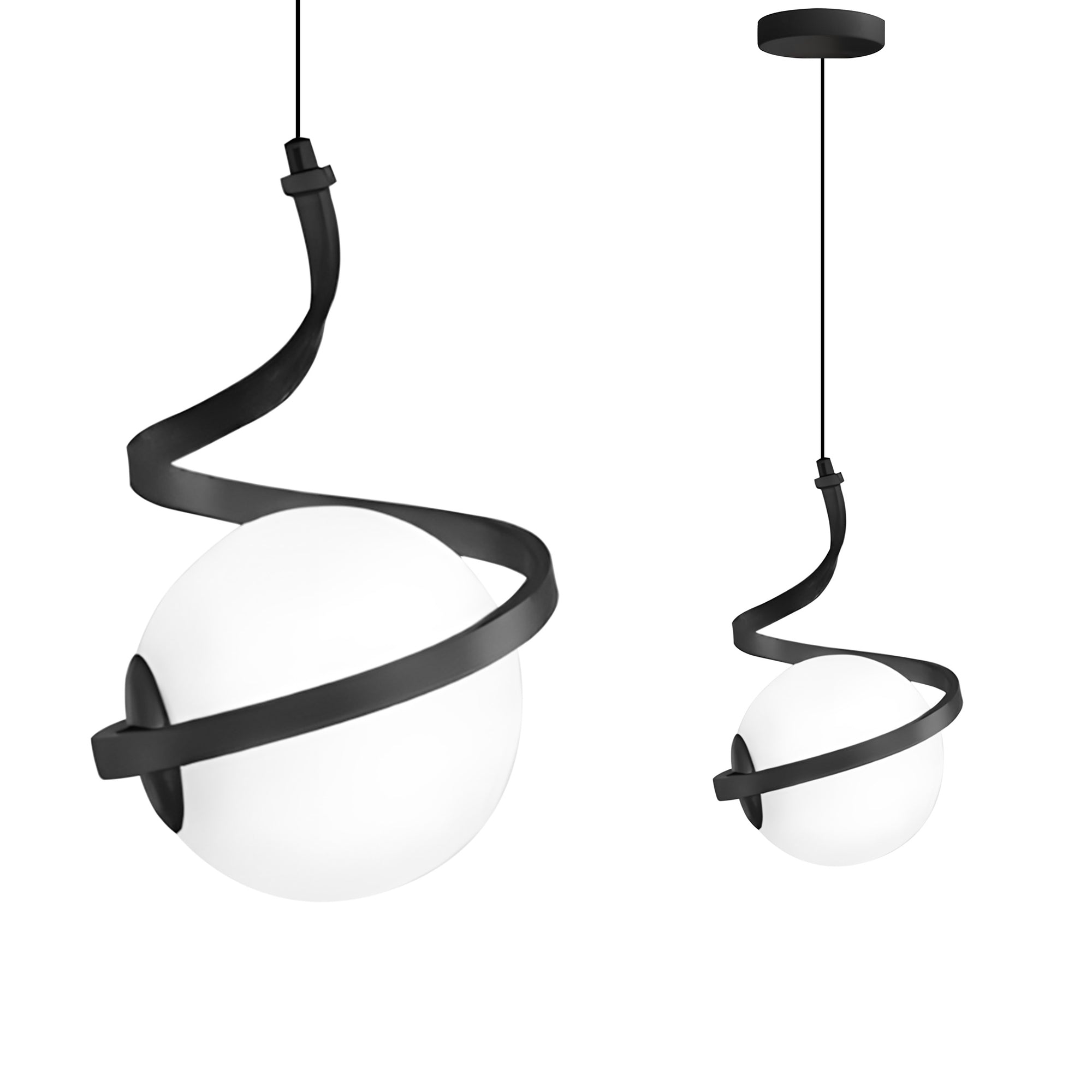 Lampa Wisząca Szklana Kula Spirala APP1732-1CP Czarna  1