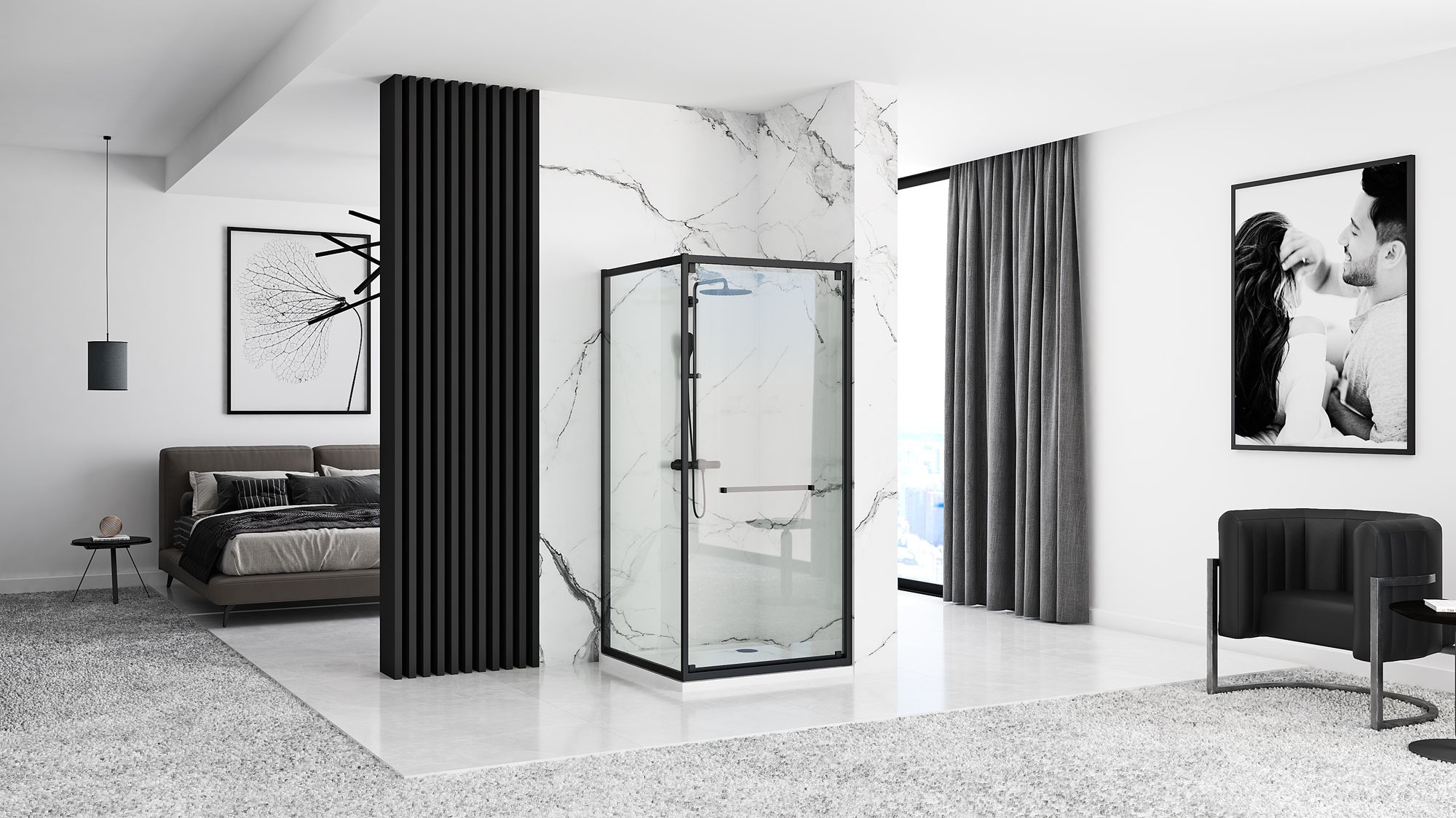 Kabina prysznicowa Rea Space In Black 80x100