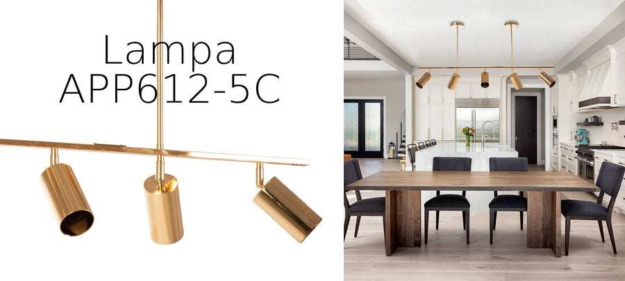 LAMPA WISZĄCA NOWOCZESNA METAL LOFT APP612-5C Złota