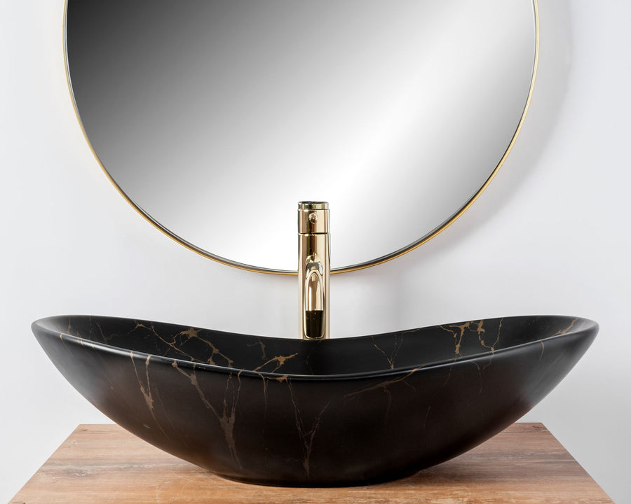 Umywalka nablatowa Rea Royal Black Marble Matt