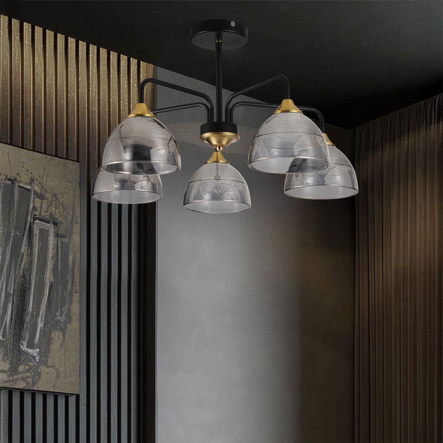 Lampa Sufitowa Wisząca G085-5c Czarna Lustrzana  8