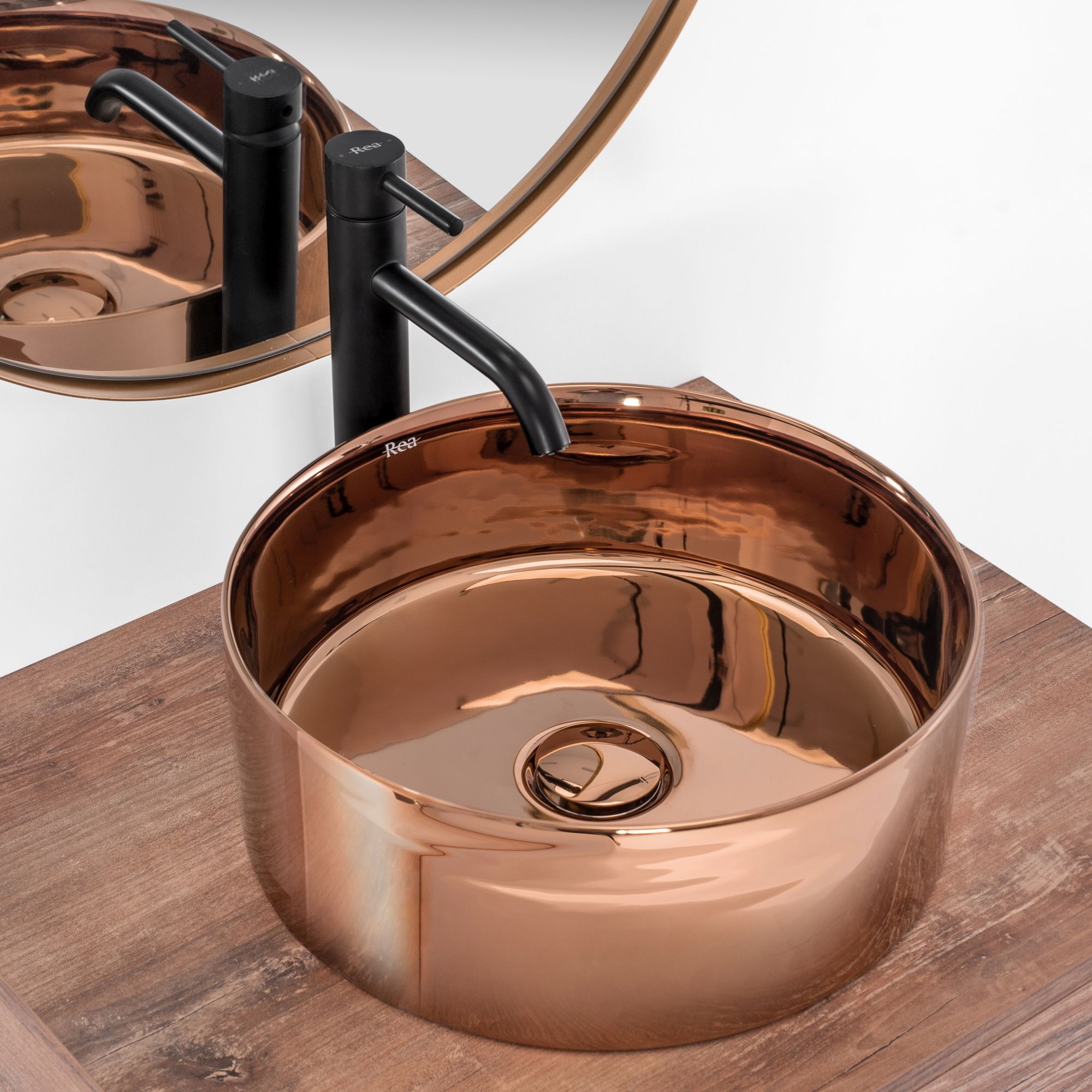 Umywalka nablatowa Rea Ida Rose Gold