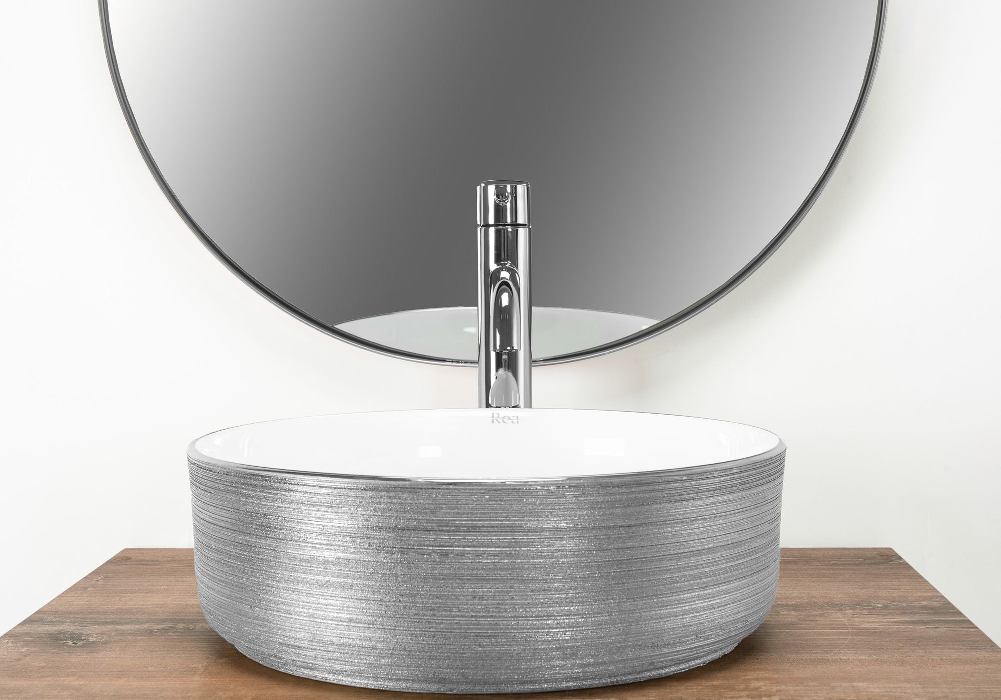 Umywalka nablatowa Rea Sami Brush Silver