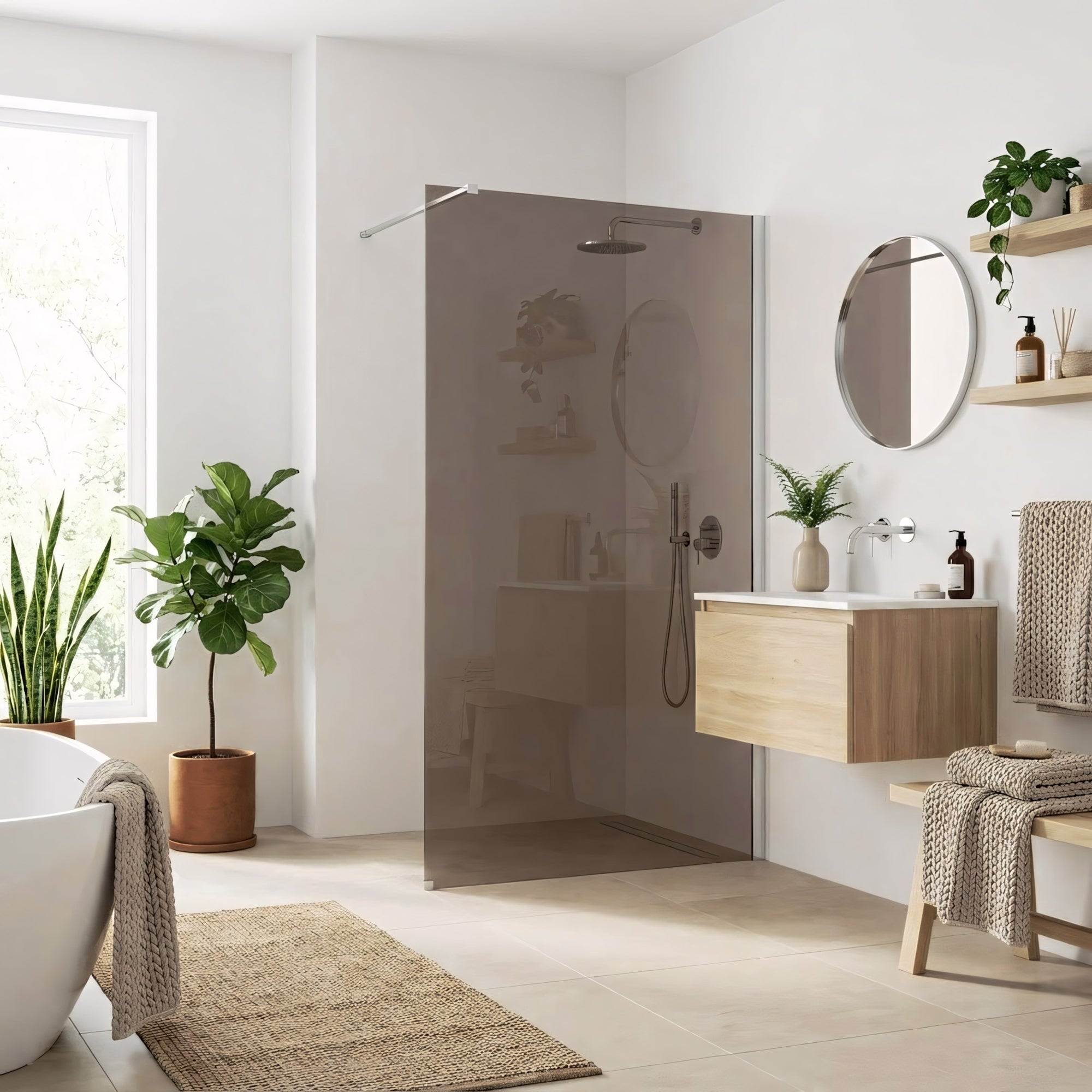 Kabina prysznicowa Walk-In Rea Flexi Brown / Chrome 80  5