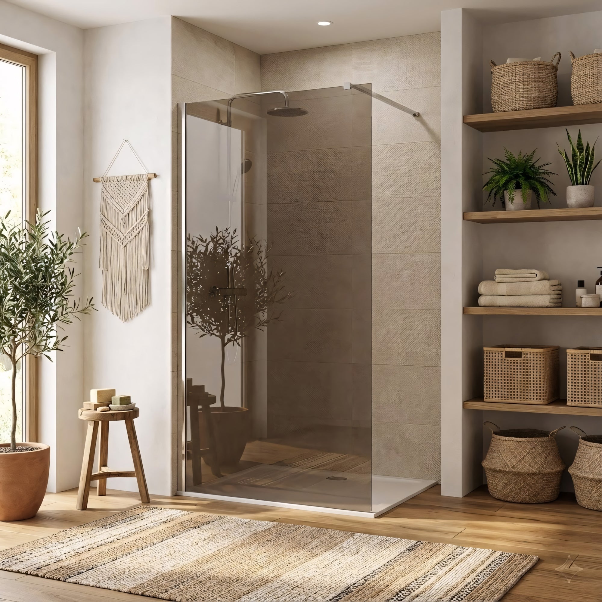 Kabina prysznicowa Walk-In Rea Flexi Brown / Chrome 80  3