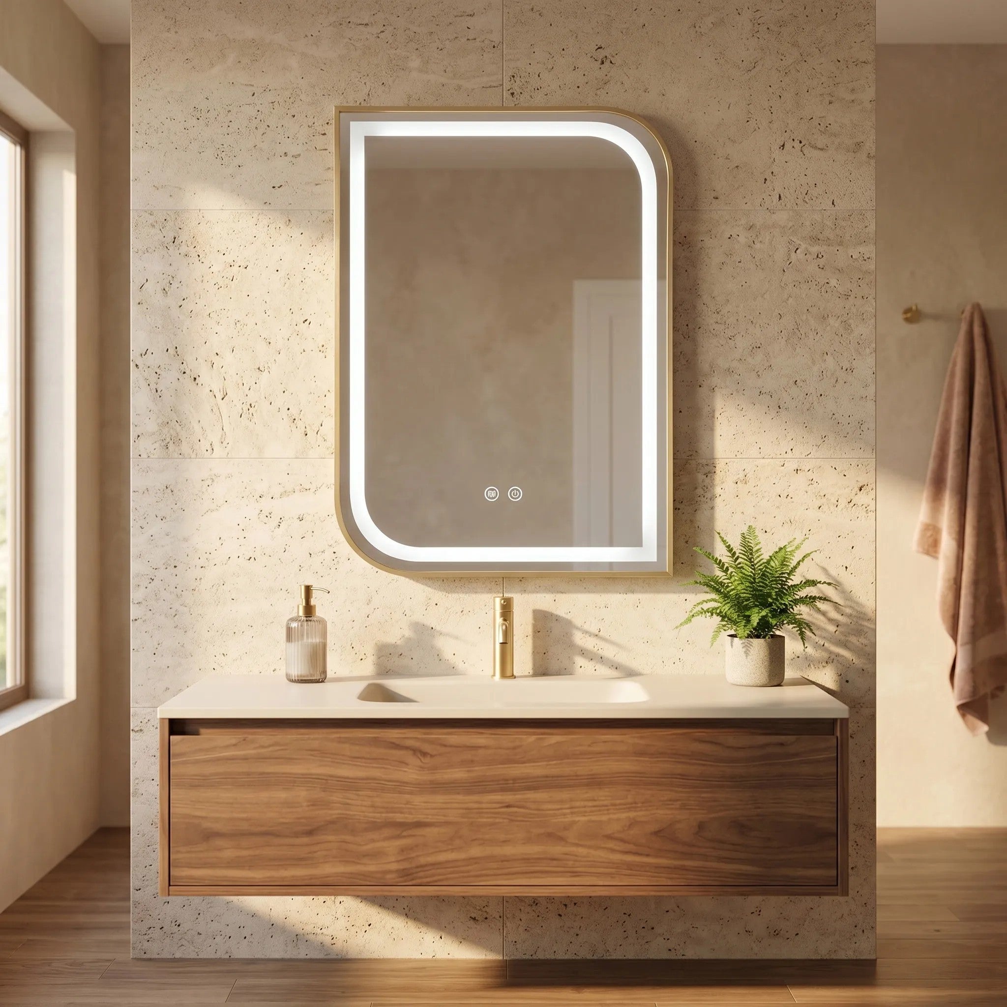Lustro ścienne LED ZONE 80X60 Złoty Szczotkowany  8