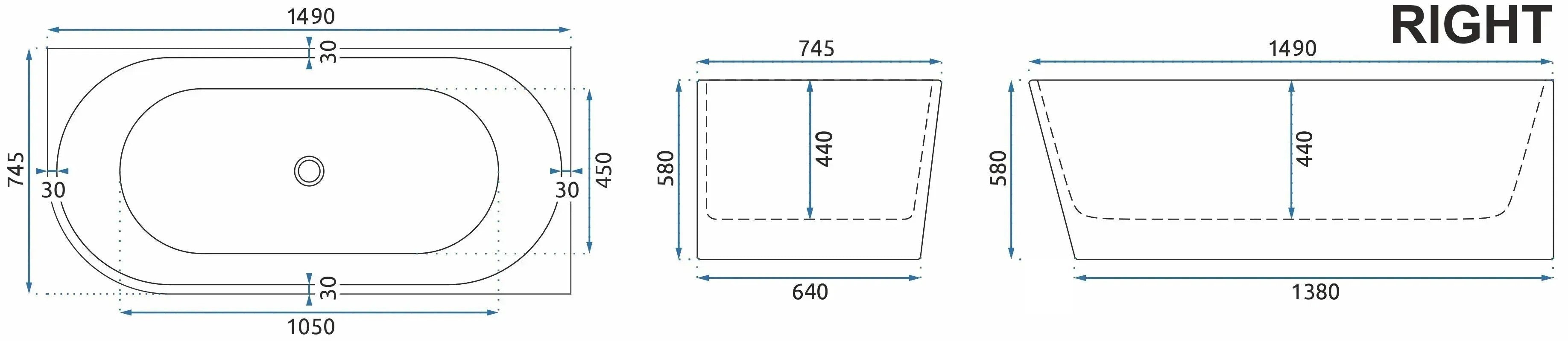 Wanna Akrylowa Narożna SYDNEY BELLANTO PRAWA 150cm Nakładka korka czarna 8
