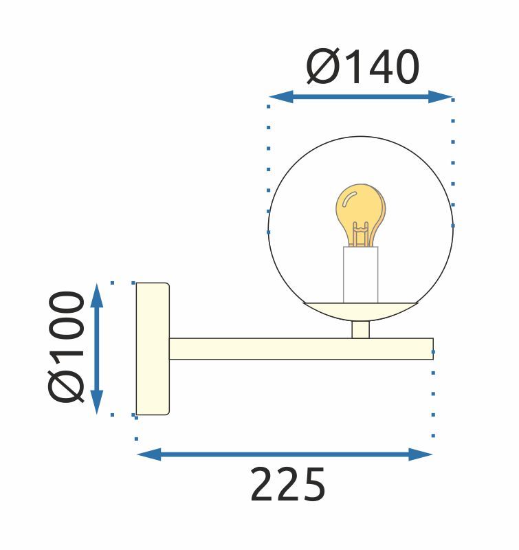 Lampa Ścienna Kinkiet Szklana Kula APP684-1W Złota