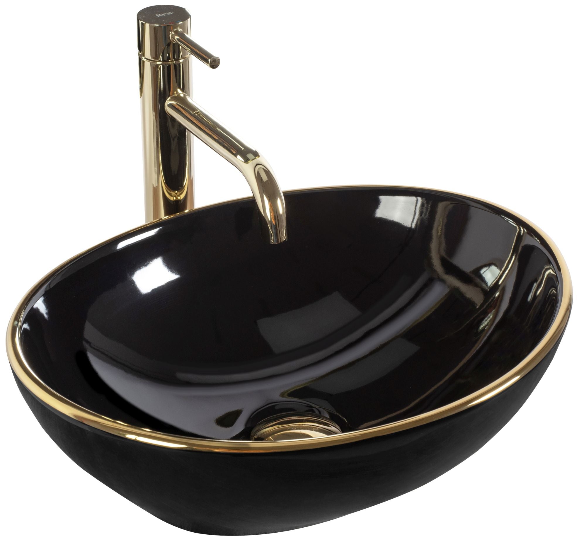 Umywalka nablatowa Rea Sofia Black Gold Edge