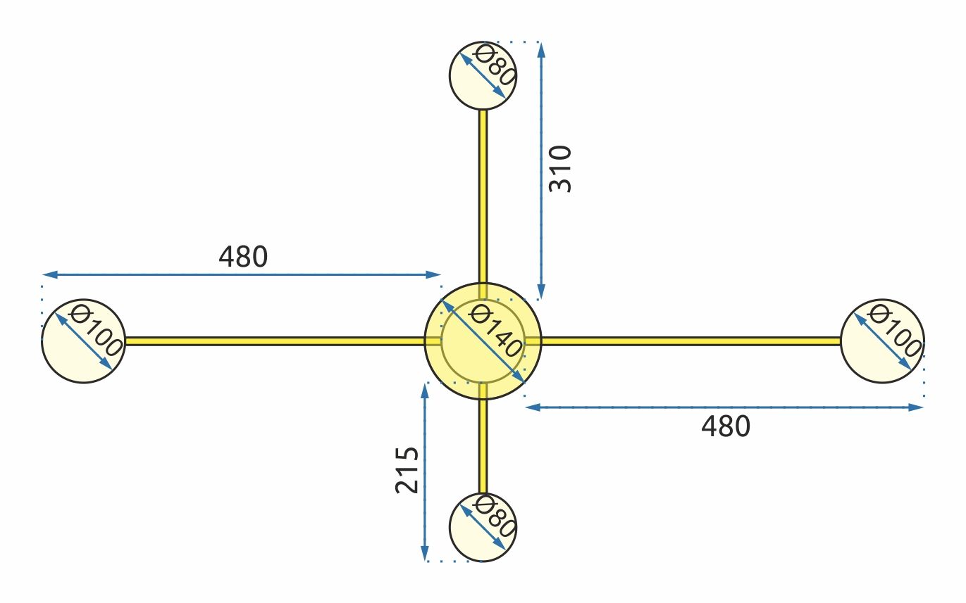 LAMPA SUFITOWA 4-RAMIENNA LED APP520-4C Złota