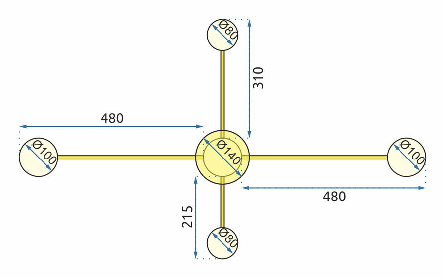 LAMPA SUFITOWA 4-RAMIENNA LED APP520-4C Złota