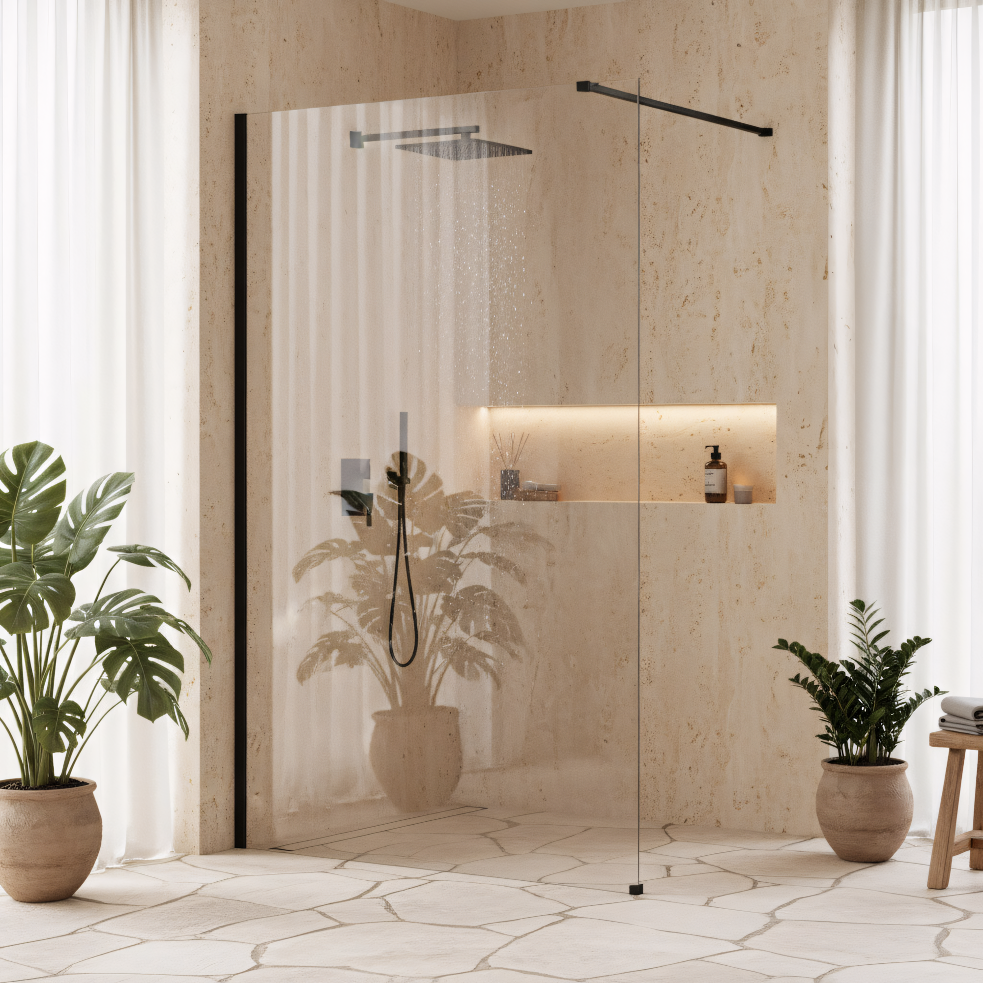 Kabina Prysznicowa Walk-in Rea Flexi Transparent / Black 110  5