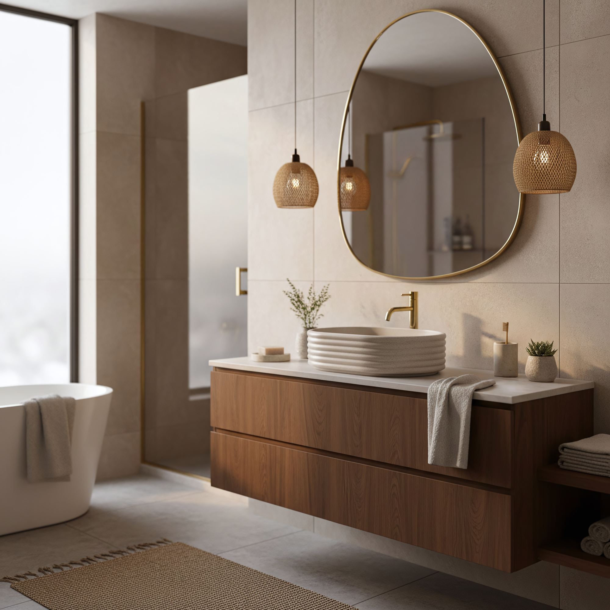 Umywalka nablatowa Rea Nicoletta Beige  8