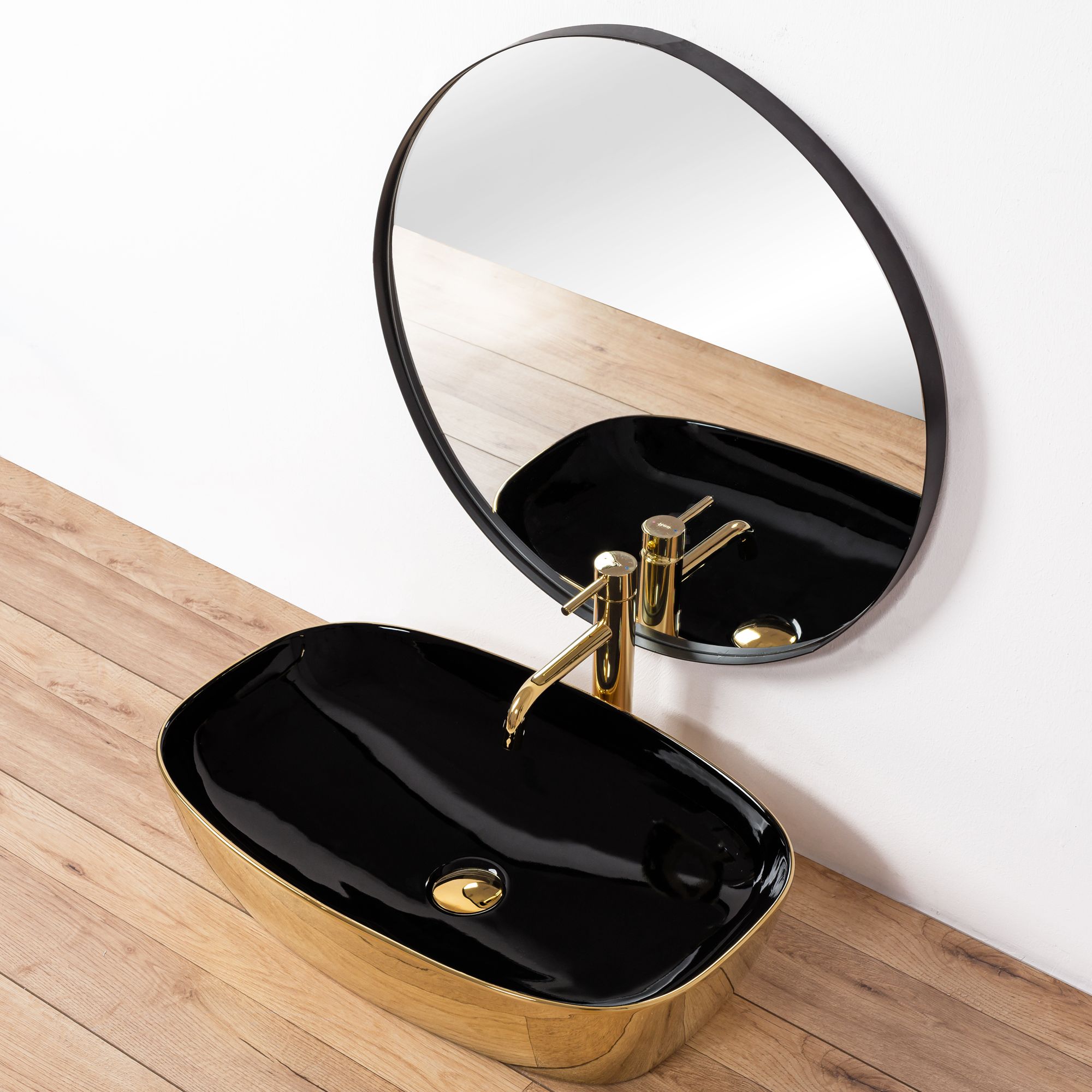 Umywalka Ceramiczna Nablatowa Rich Gold/Black