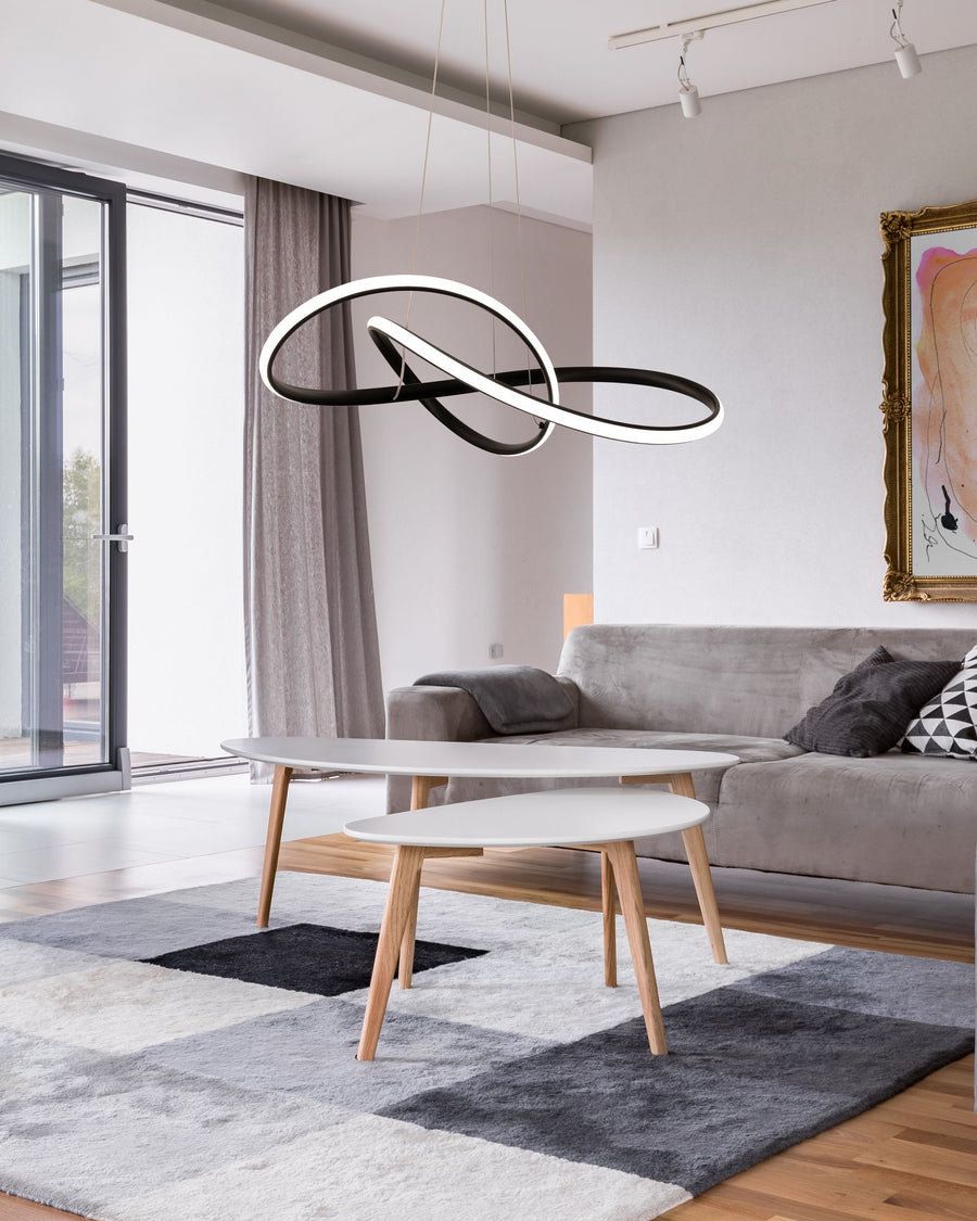 Lampa Sufitowa Wisząca Ring Nowoczesna LED + Pilot APP395-CP Czarna