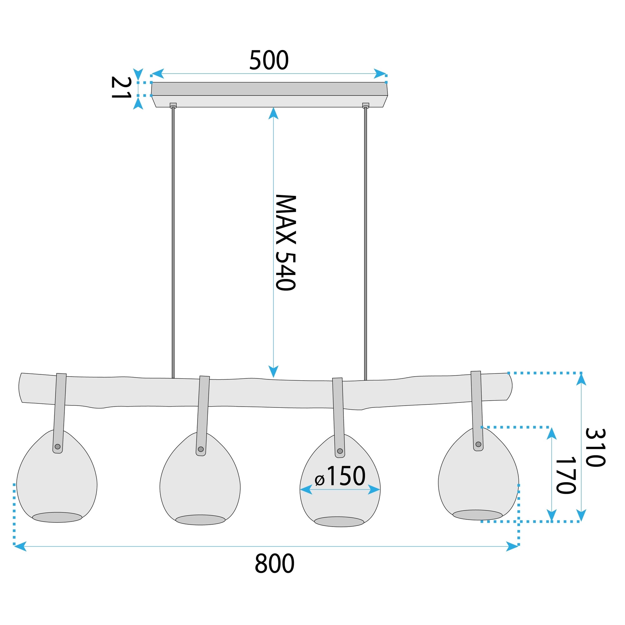 Lampa Wisząca APP1775-4CP Wood Grey  6