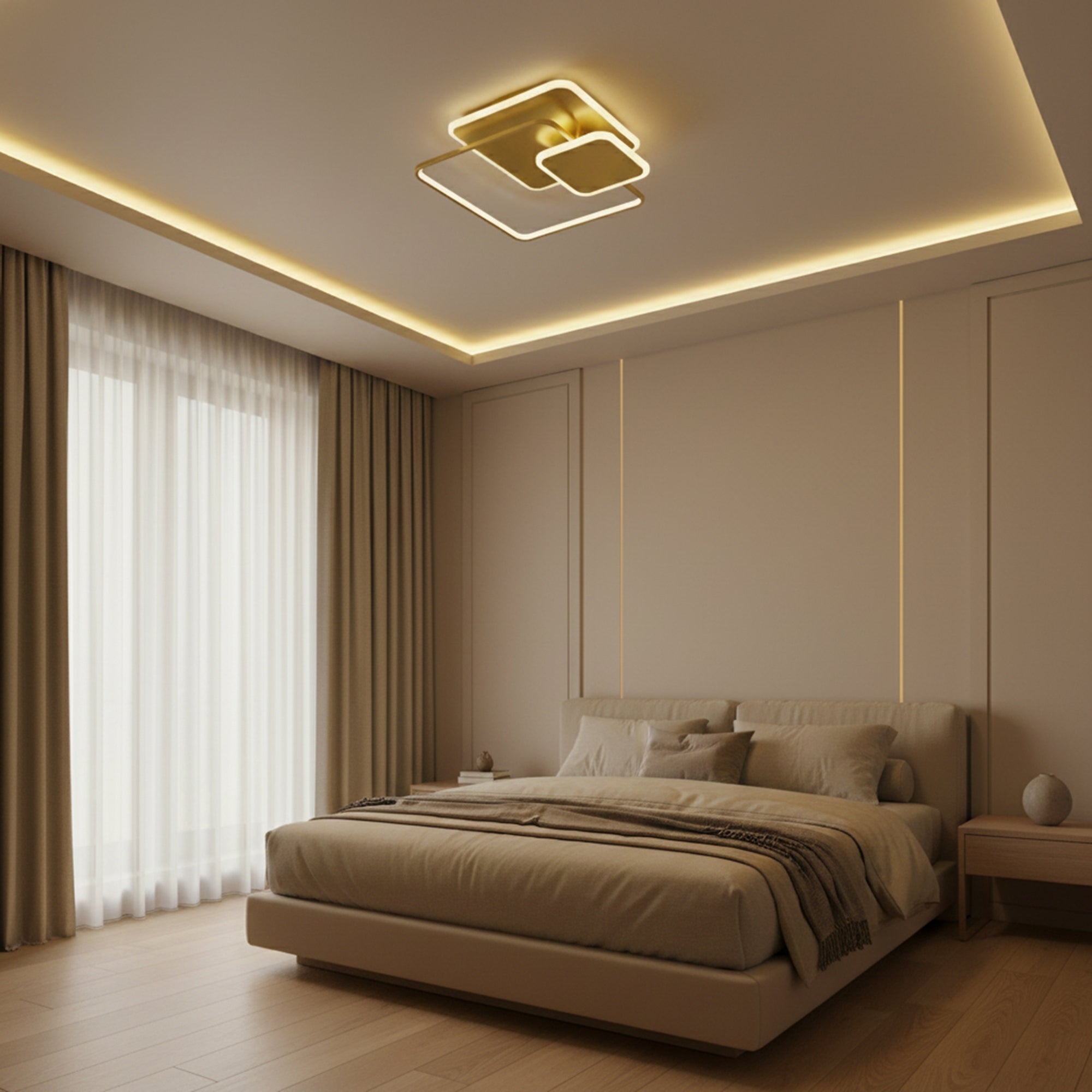 Lampa sufitowa APP1713-C plafon LED ZŁOTA + pilot  4