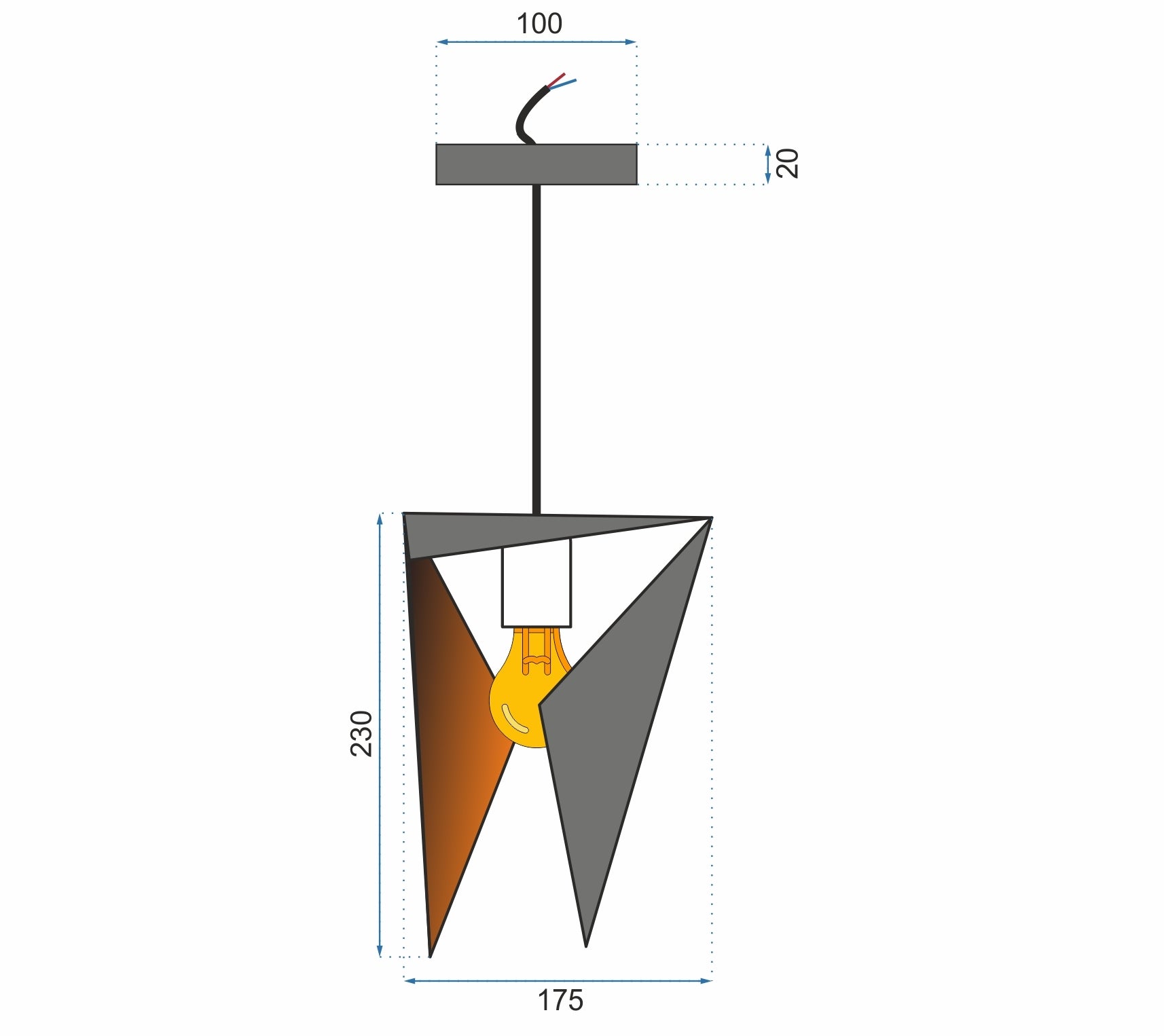 LAMPA SUFITOWA TRÓJKĄTNA GEOMETRYCZNA APP253-1CP CZARNA  6