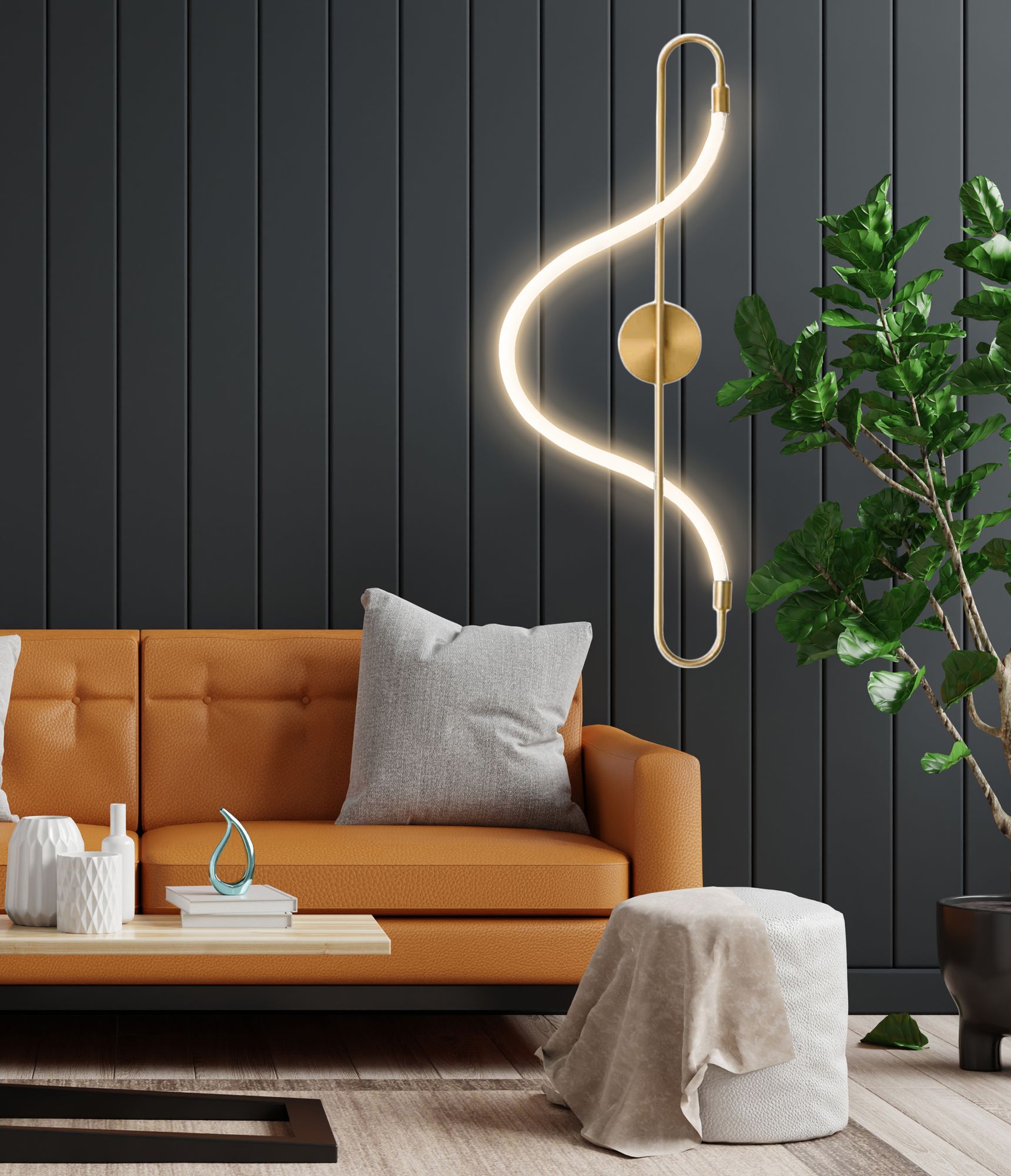 Lampa ścienna kinkiet LED APP858-W Long Złota