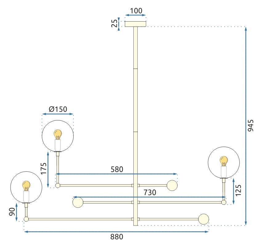 Lampa Wisząca Szklane Kule 3 szt APP918-3CP Złota  9