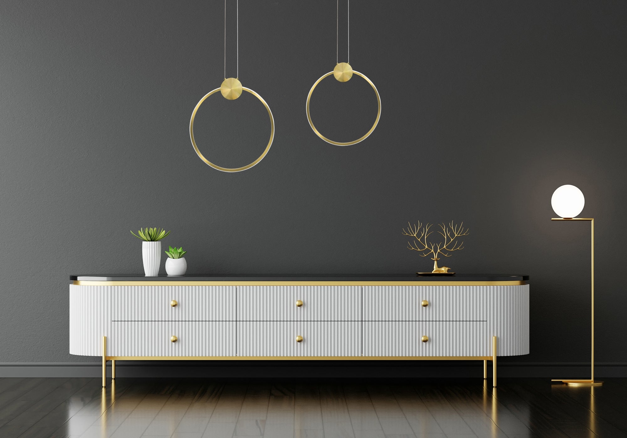 LAMPA SUFITOWA WISZĄCA LED APP1396-CP GOLD 40cm  5