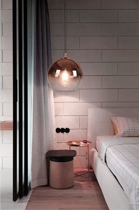 Lampa wisząca szklana APP313-1CP Różowe Złoto