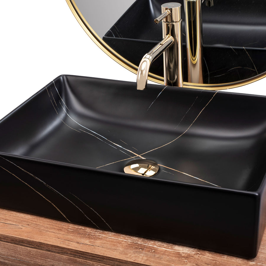 Umywalka nablatowa REA Inga Black Marble Mat