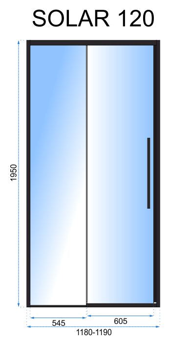 Drzwi prysznicowe SOLAR BLACK MAT 120