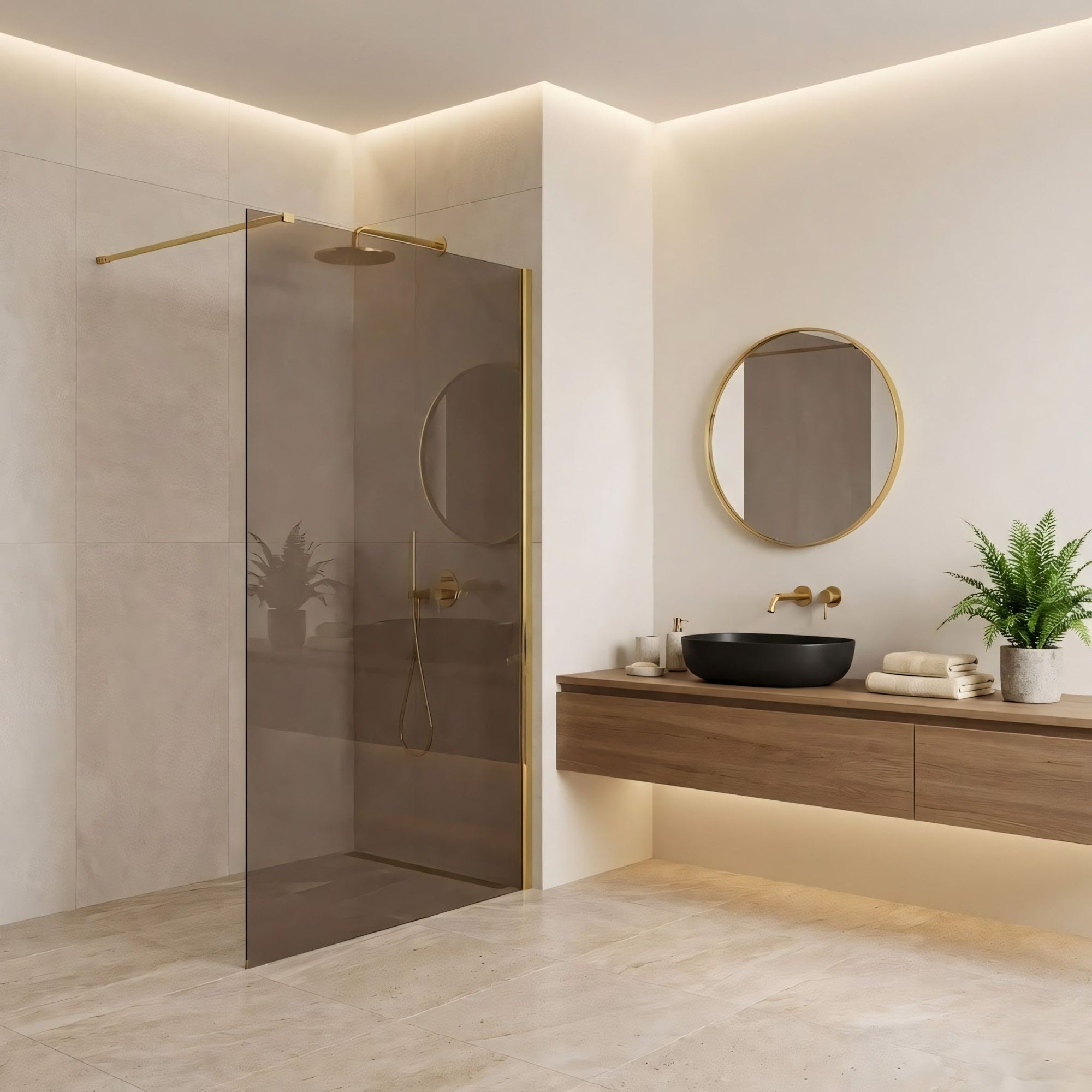 Kabina prysznicowa Walk-In Rea Flexi Brown / Gold 140  3