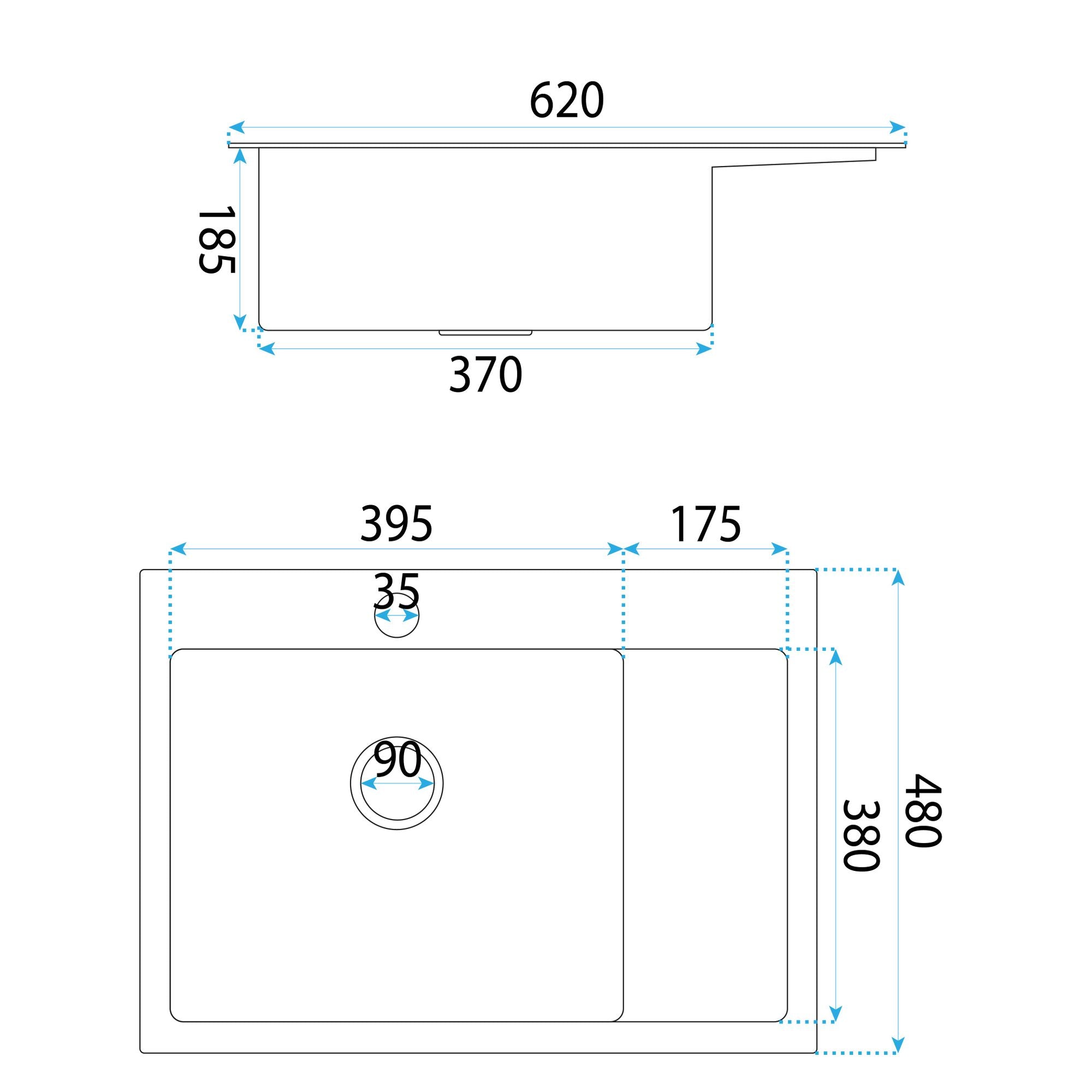 Zlewozmywak stalowy REA Fin Złoty szczotkowany Bez baterii kuchennej 9