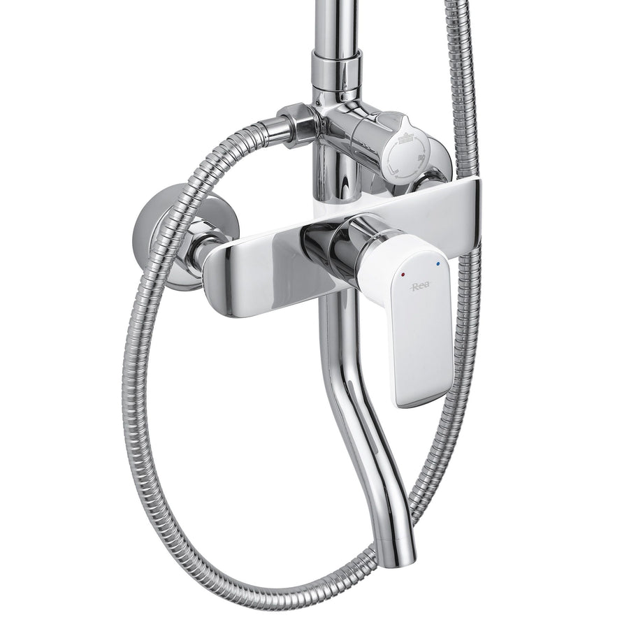 Zestaw Prysznicowy REA BLOOM BIAŁY CHROM WHITE CHROME