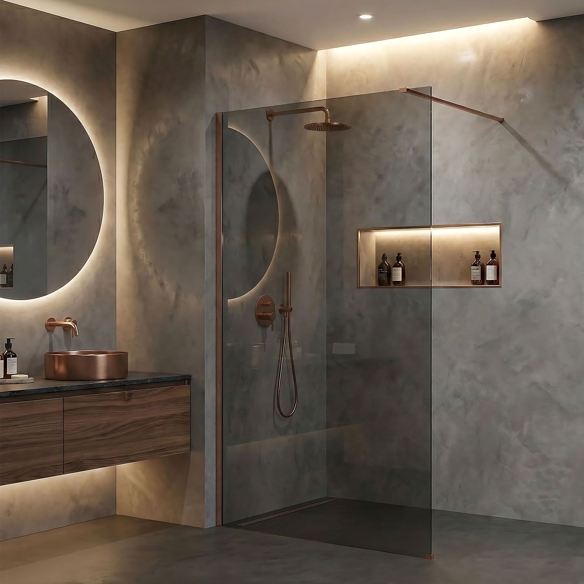 Kabina prysznicowa Walk-In Rea Flexi Grey / Brush Copper 110  8