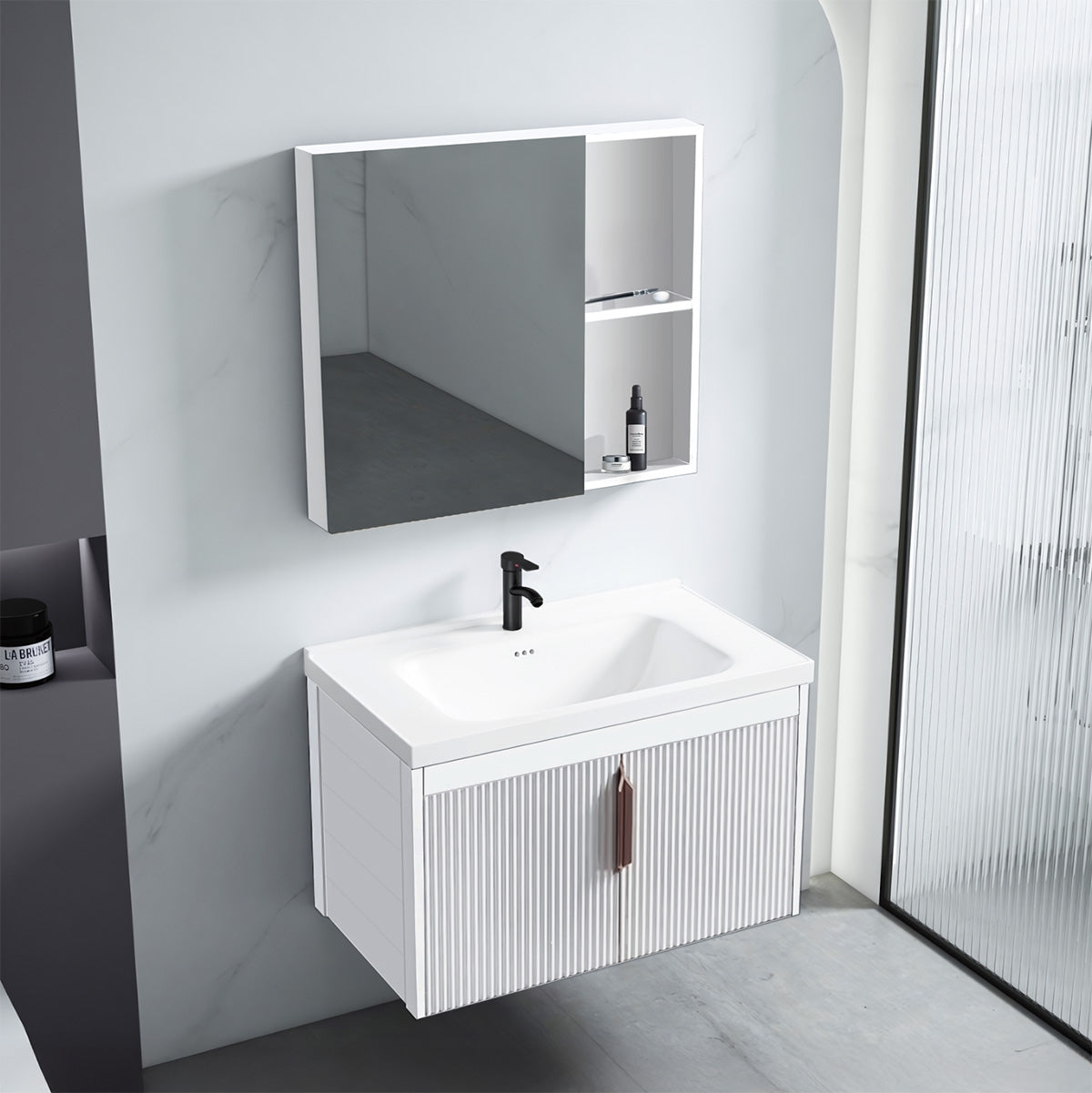 Zestaw Mebli Łazienkowych Z Umywalką Astor 60cm Biały  2