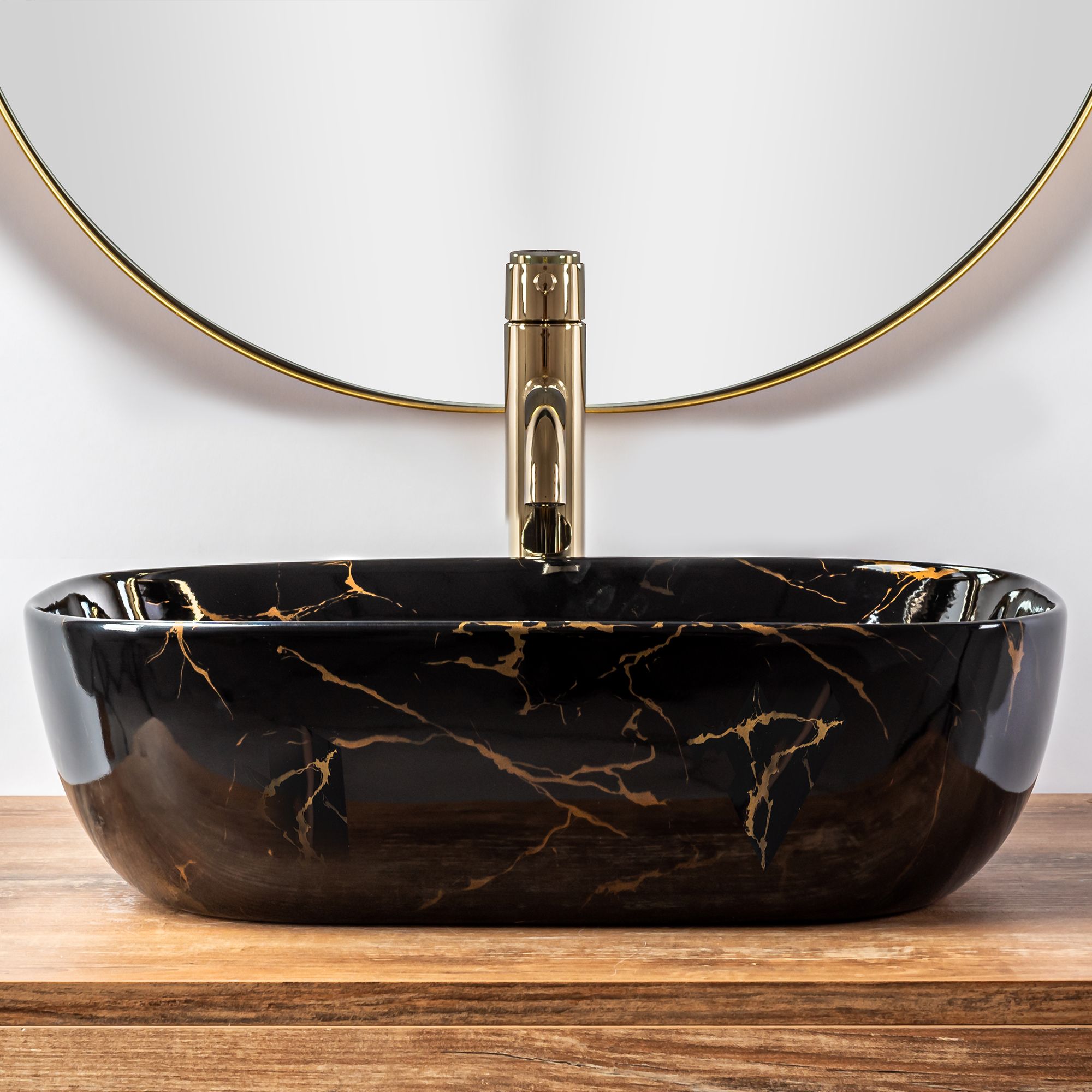 Umywalka nablatowa Rea Belinda Black Marble shiny  4