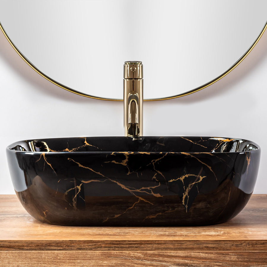 Umywalka nablatowa Rea Belinda Black Marble shiny  4