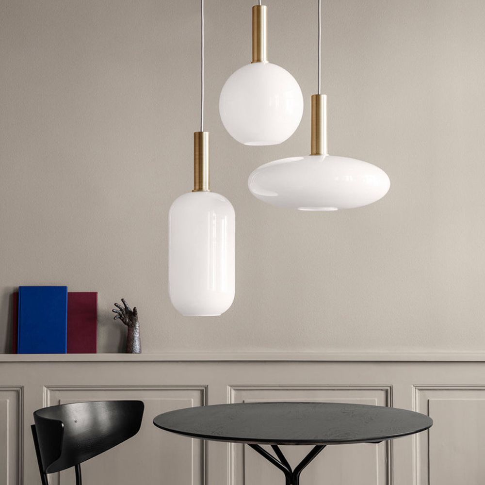 Lampa Wisząca Sufitowa Szklana Mleczna  APP668-1CP Złota