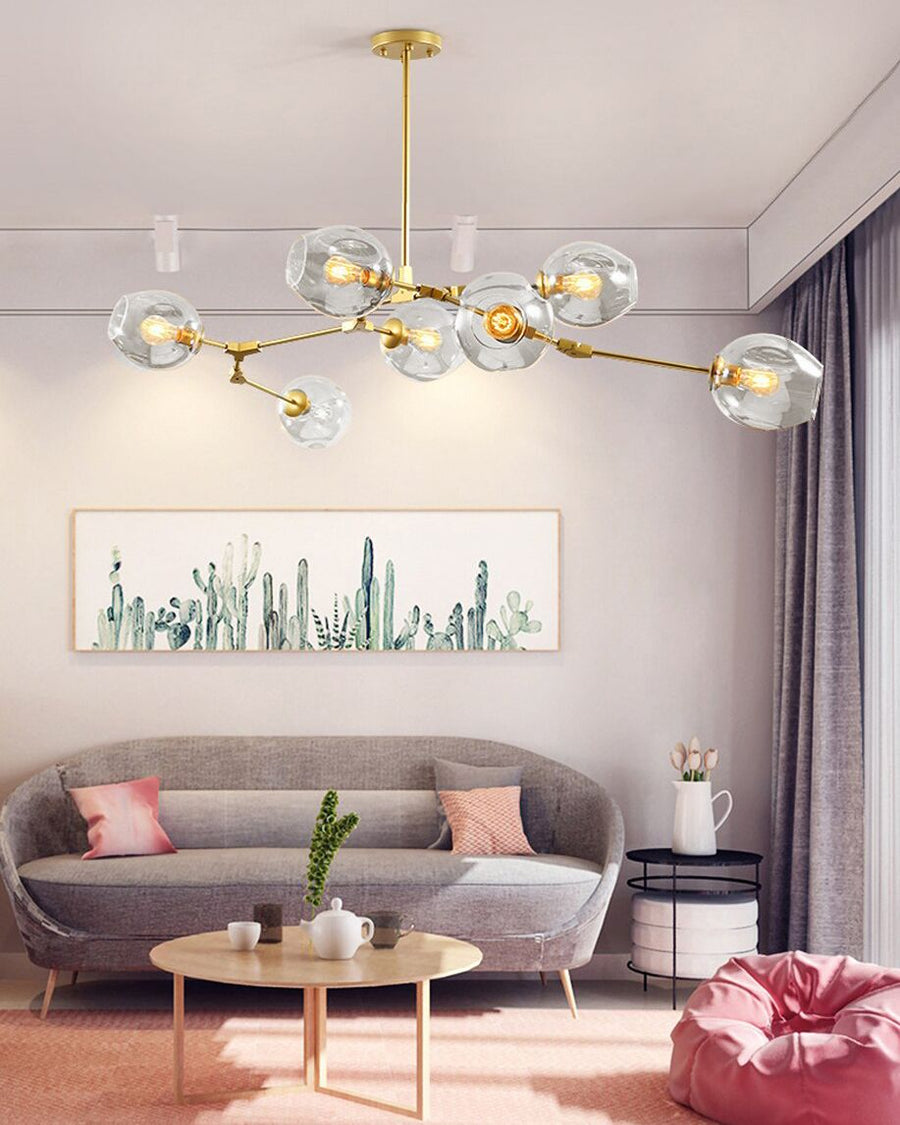 Lampa Wisząca Szklane Kule 7 Ramion APP507-7C Złota