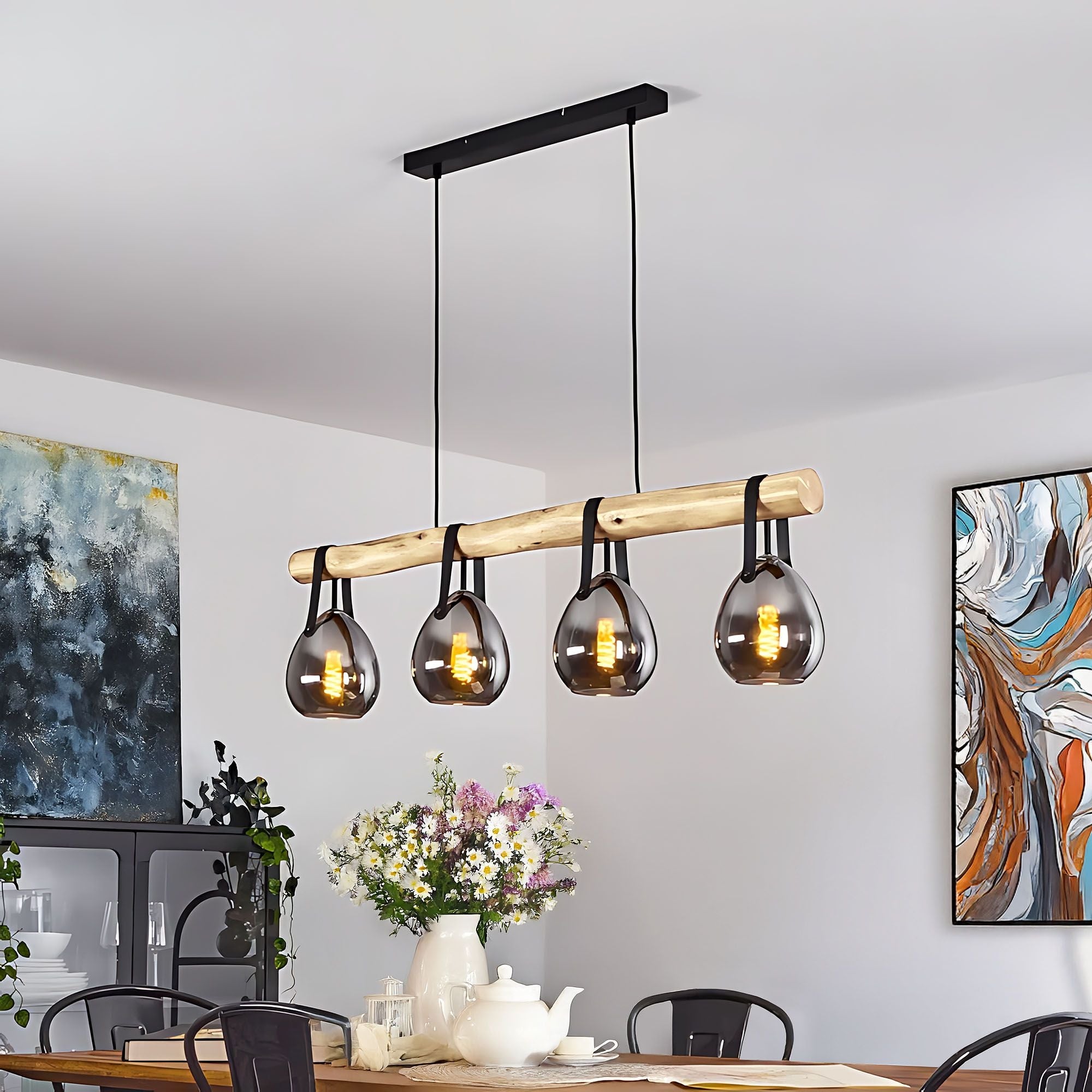 Lampa Wisząca APP1775-4CP Wood Grey  7