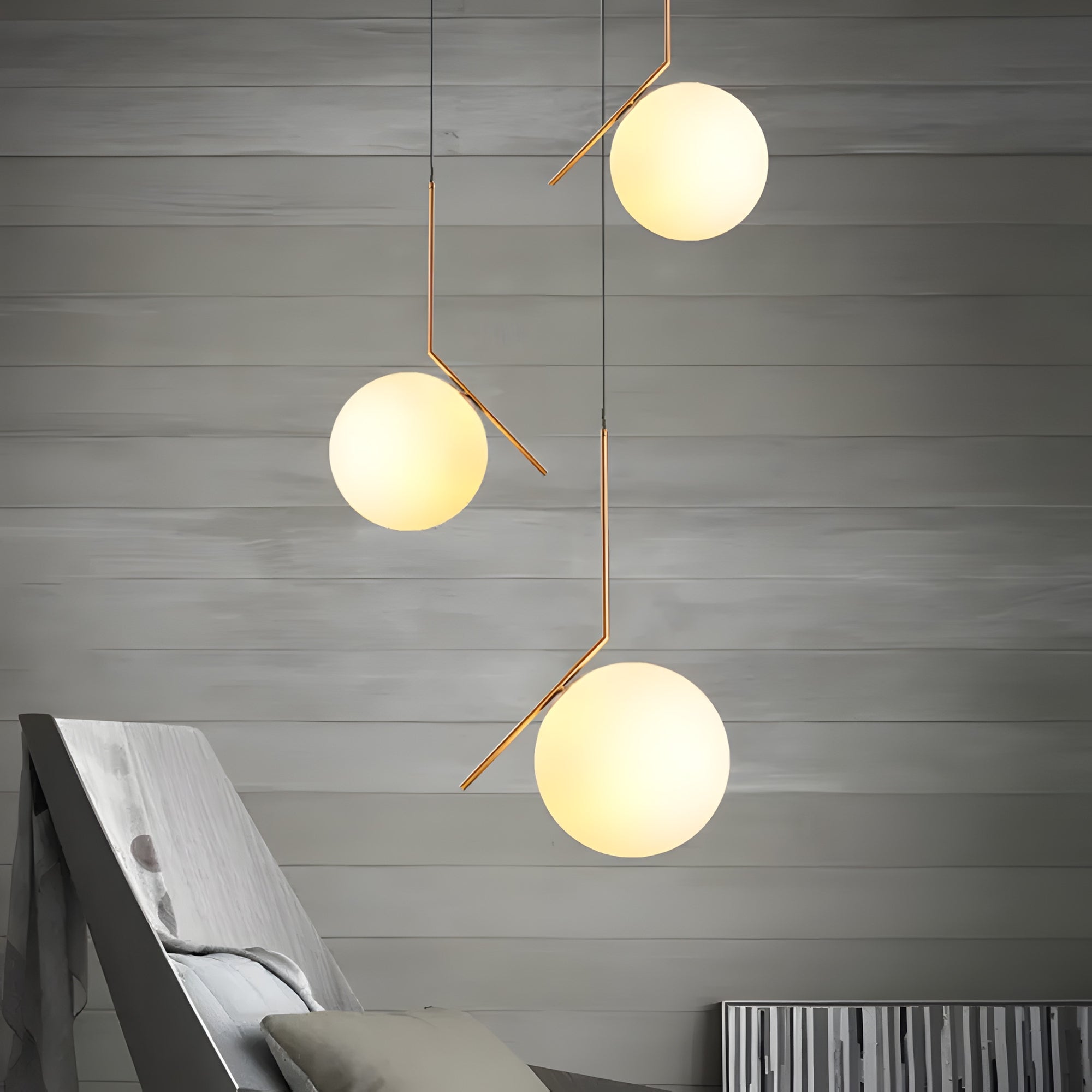 Lampa Sufitowa Wisząca Szklana Kula  G106-1W Złota Biała  4