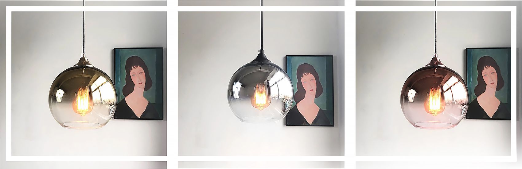Lampa wisząca szklana APP313-1CP Różowe Złoto