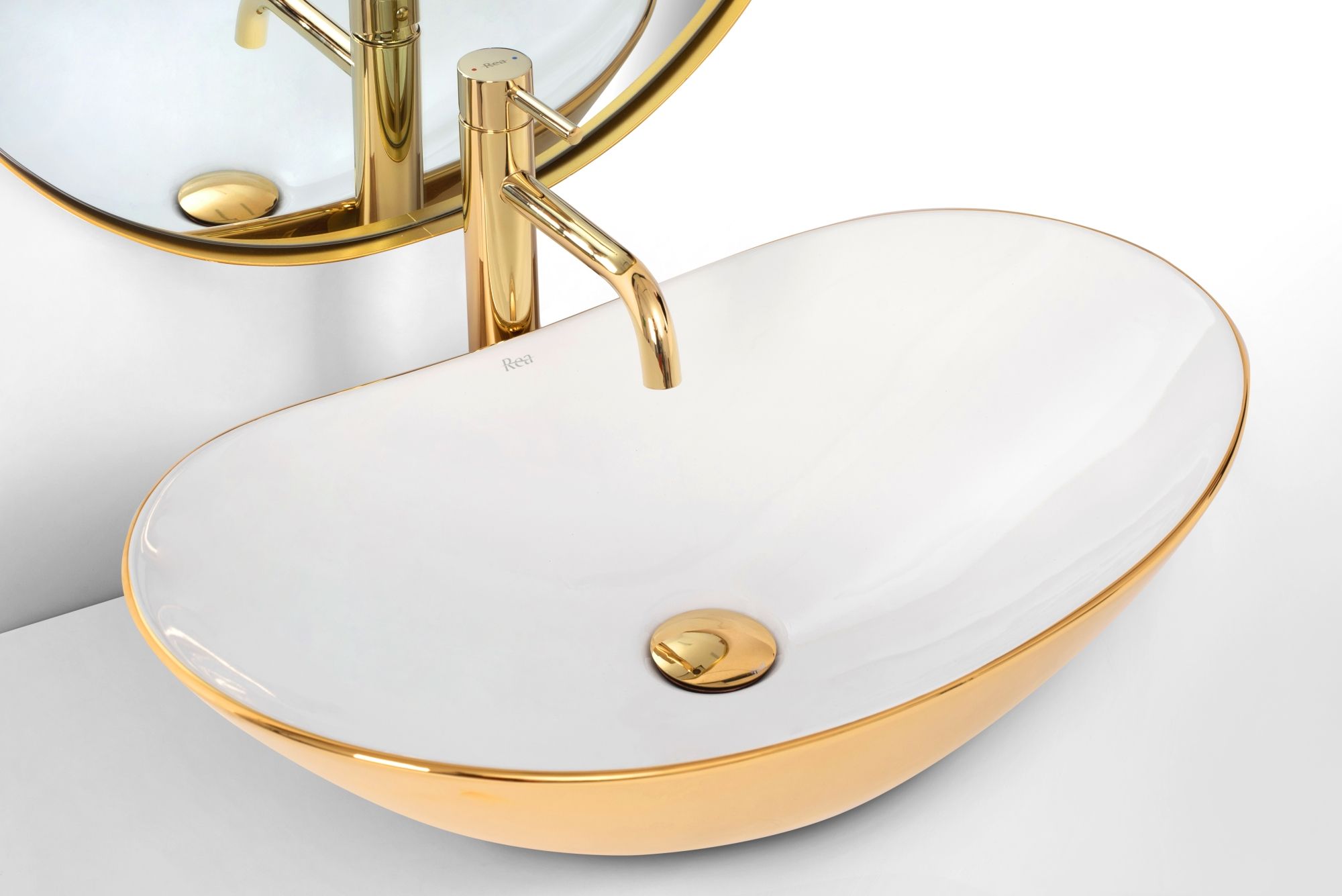 Umywalka nablatowa Rea Royal Gold/White