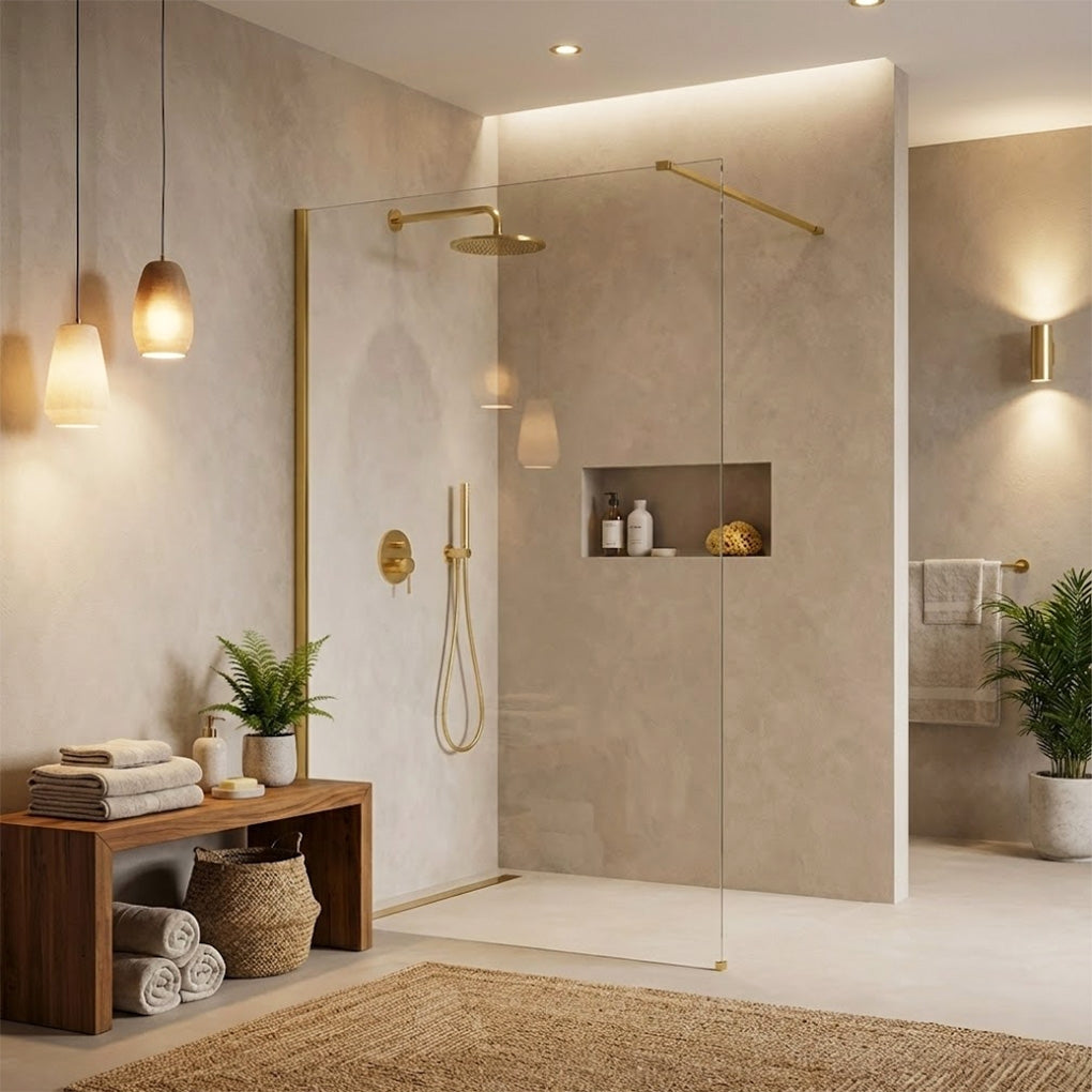 Kabina prysznicowa Walk-In Rea Flexi Transparent / Gold 90  5