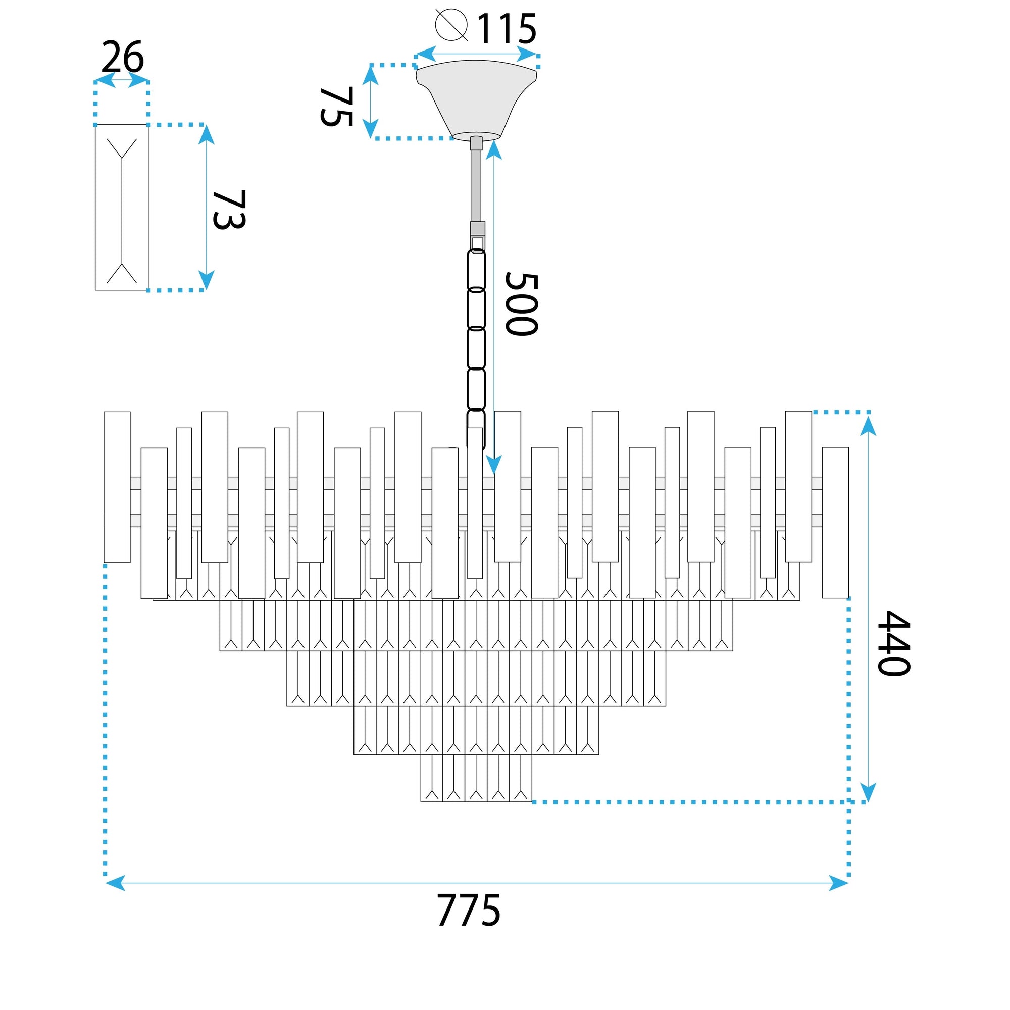 Lampa Wisząca Z Kryształami G053-cp 80cm Złota  6