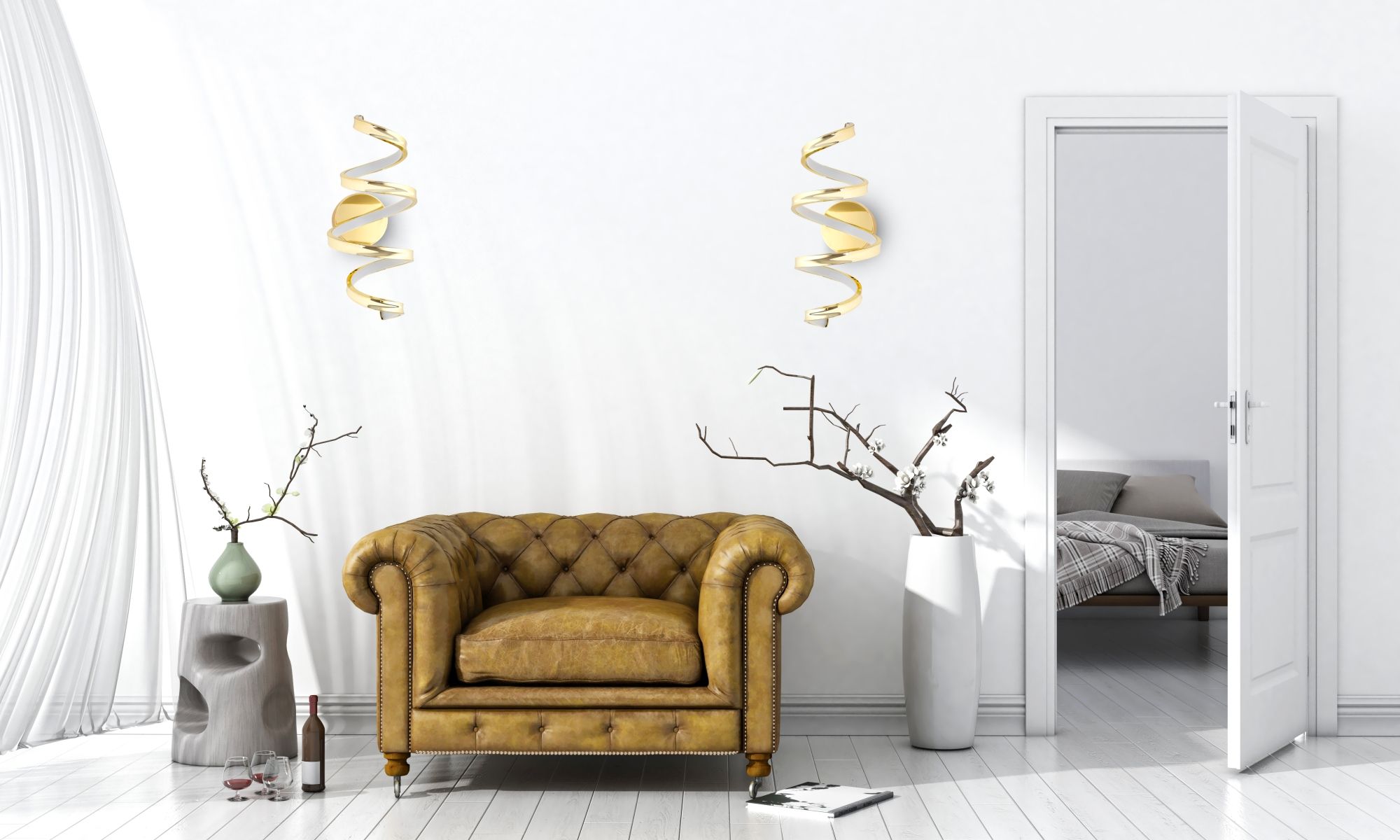 LAMPA ŚCIENNA KINKIET LED SPRING APP827-W Złota