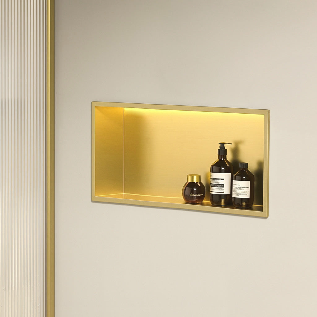 Półka Wnękowa Łazienkowa Led 30x60 Złota Szczotkowana  2